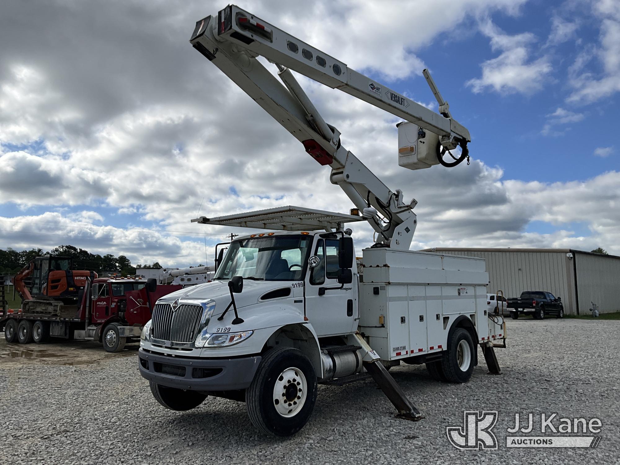 Versalift VO350MHI, Over-Center Material Handling Bucket Truck rear mounted on 2011 International DuraStar 4400 Utility Truck