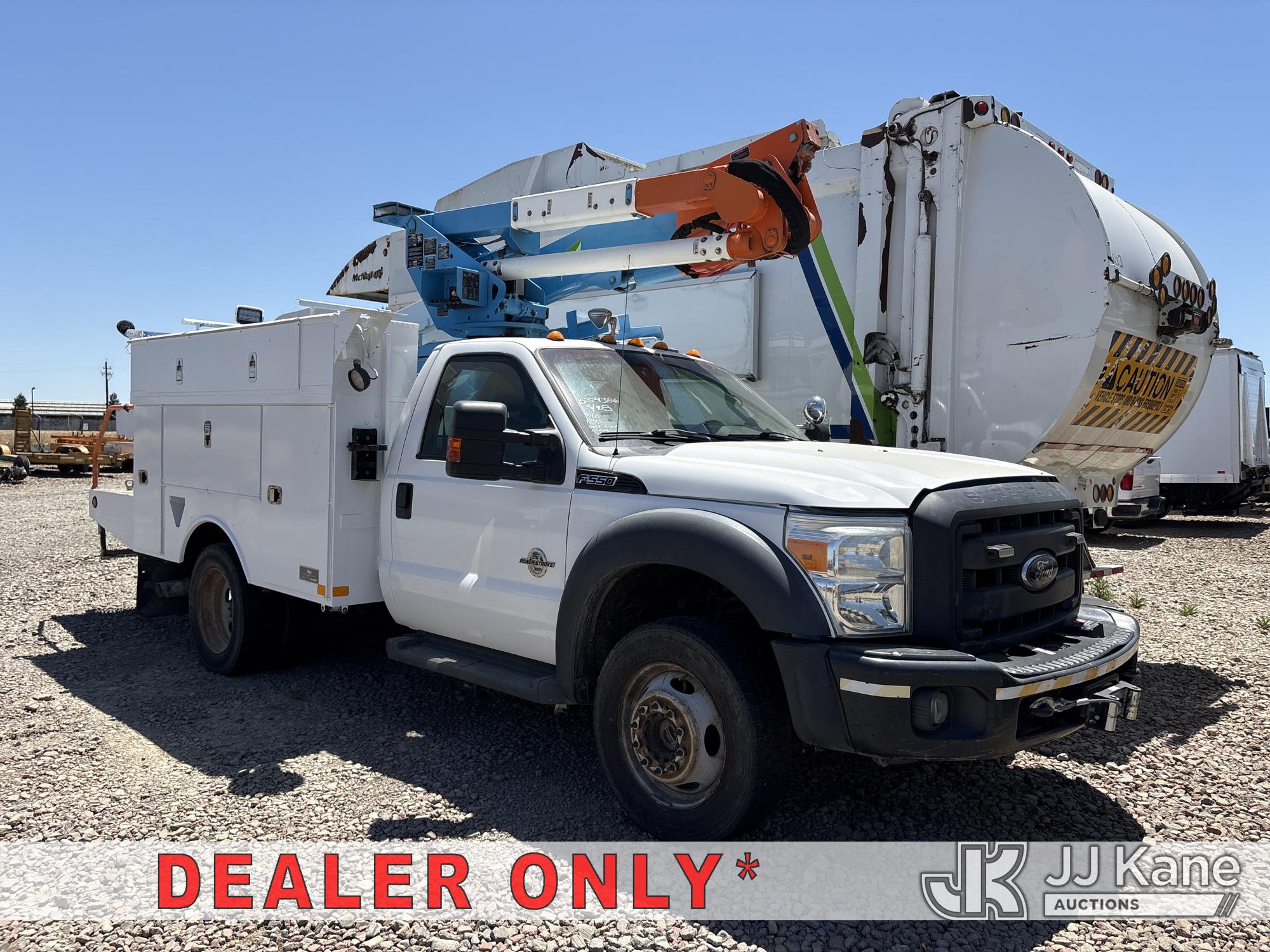 Altec AT37G, Articulating & Telescopic Bucket Truck mounted behind cab on 2012 Ford F-550 Regular Cab DRW 4WD Utility Truck