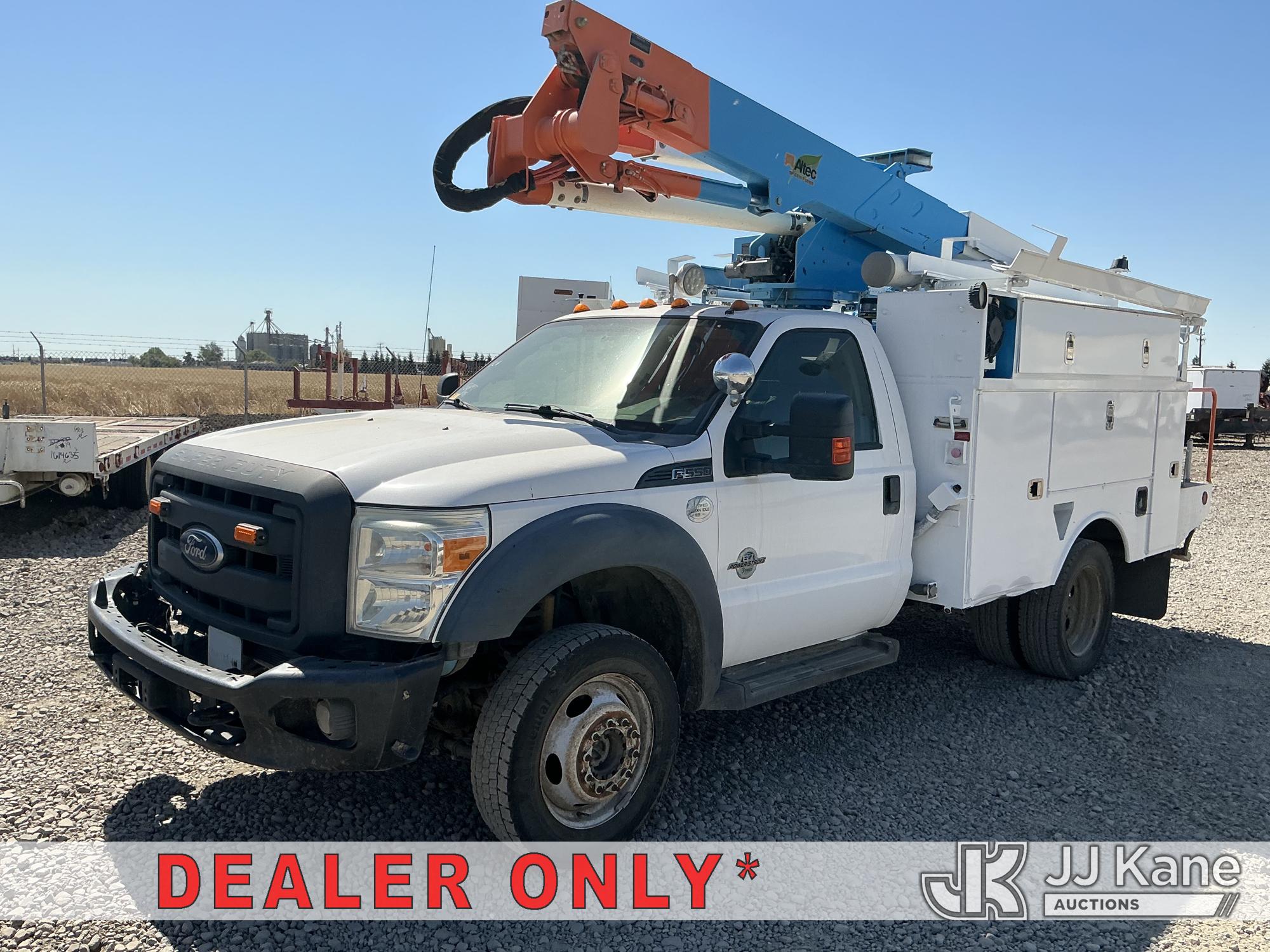 Altec AT37G, Articulating & Telescopic Bucket Truck mounted behind cab on 2013 Ford F-550 Regular Cab DRW 4WD Utility Truck