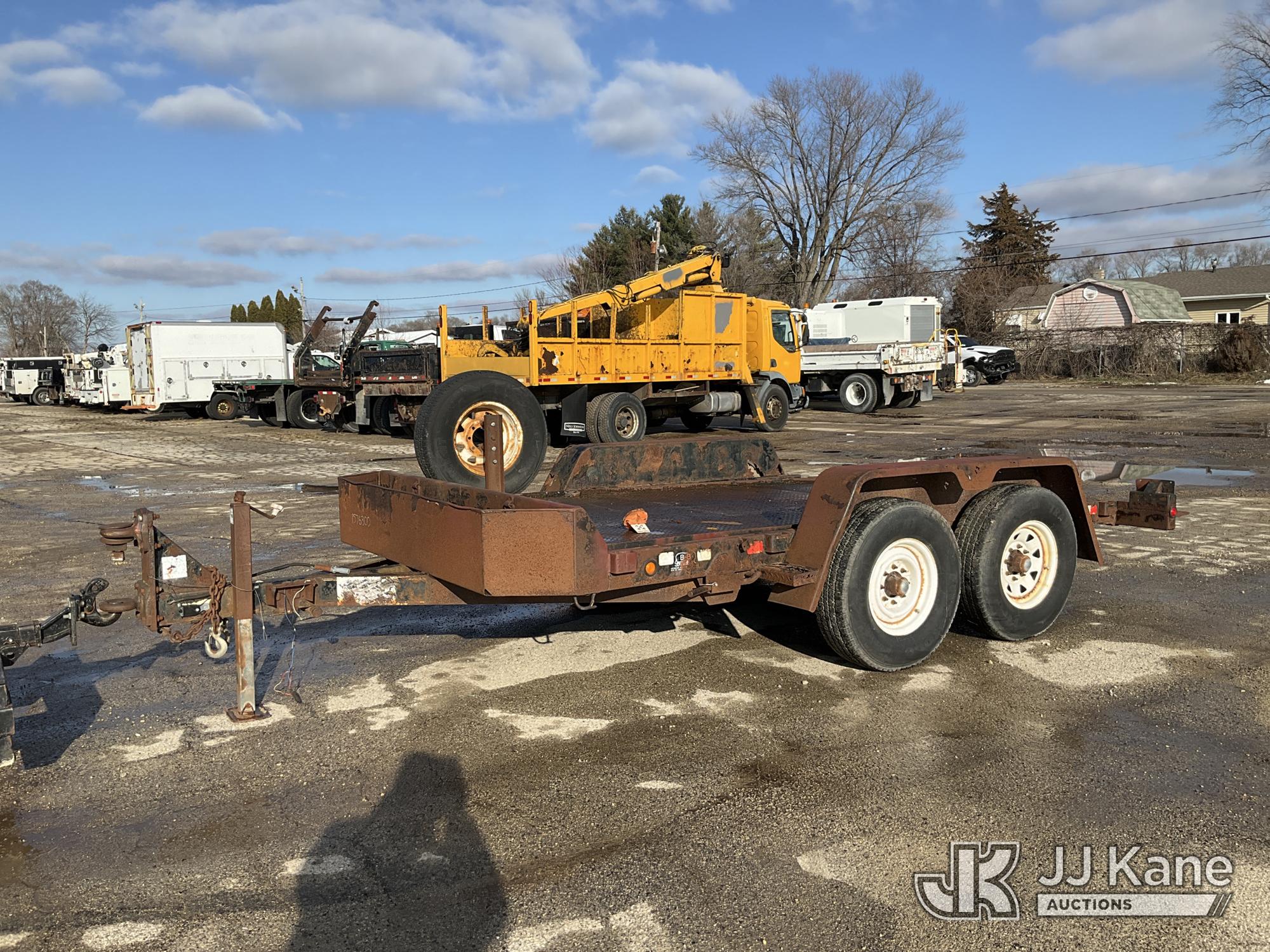 2002 B & B Trailer T/A Tagalong Equipment Trailer, Overall- 19 Ft Level Deck 12 ft Ramps- 2 ft Between Wheels- 74 in