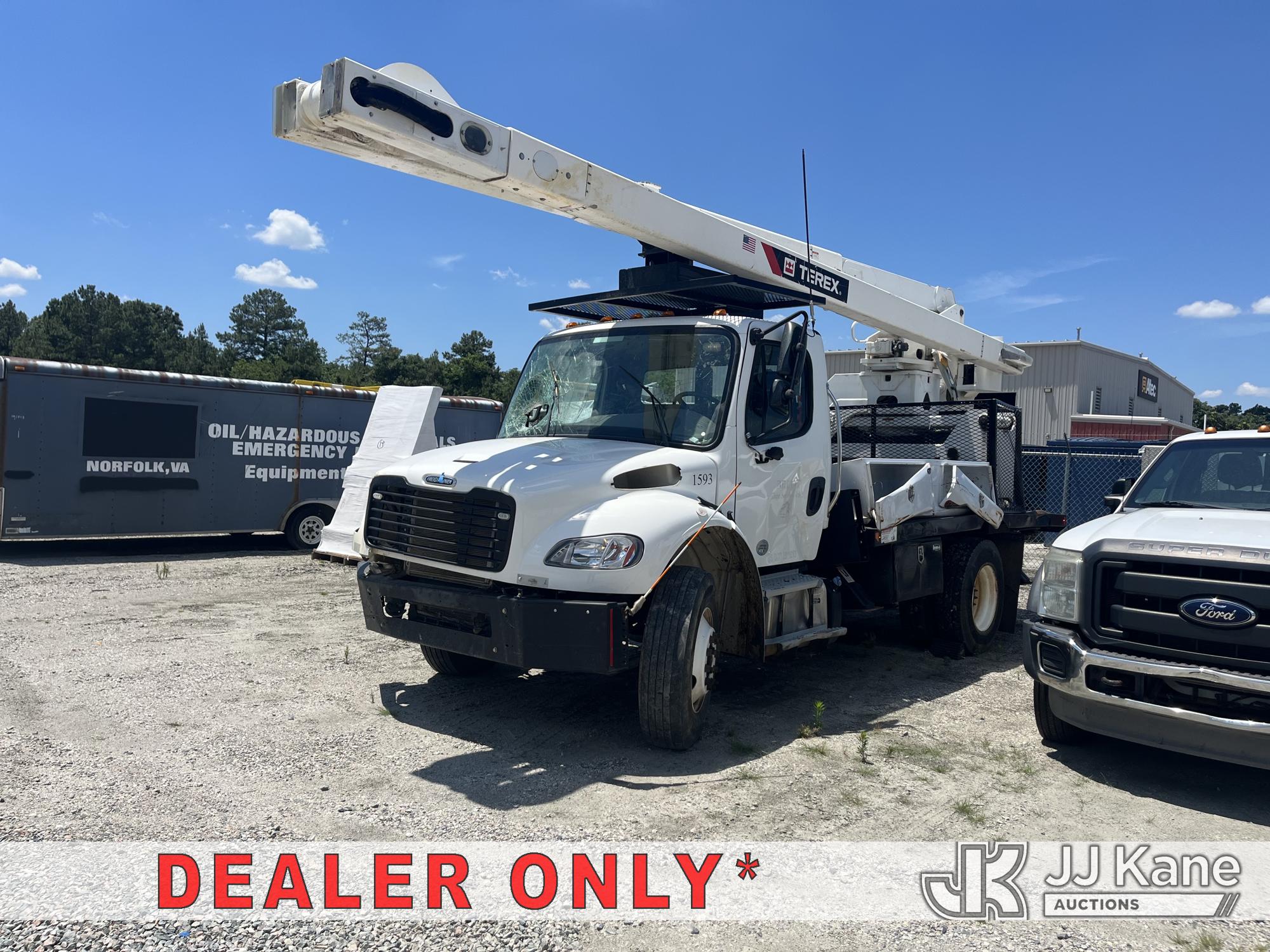 Terex XTPro 60/70, Over-Center Elevator Bucket Truck rear mounted on 2022 Freightliner M2 106 Flatbed Truck
