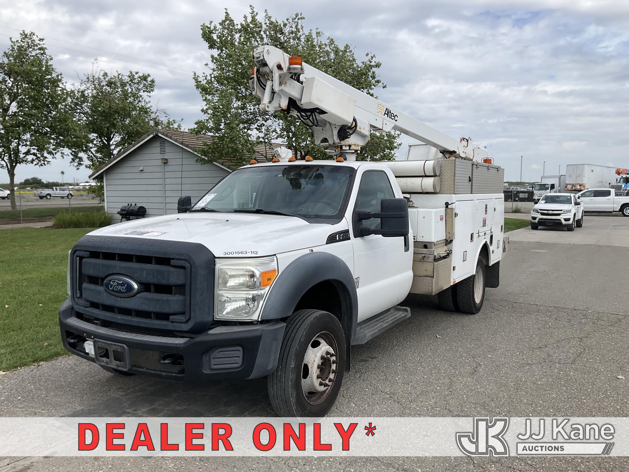 Altec AT200-A, Telescopic Non-Insulated Bucket Truck mounted behind cab on 2012 Ford F-450 SD Regular Cab DRW 2WD Utility Truck