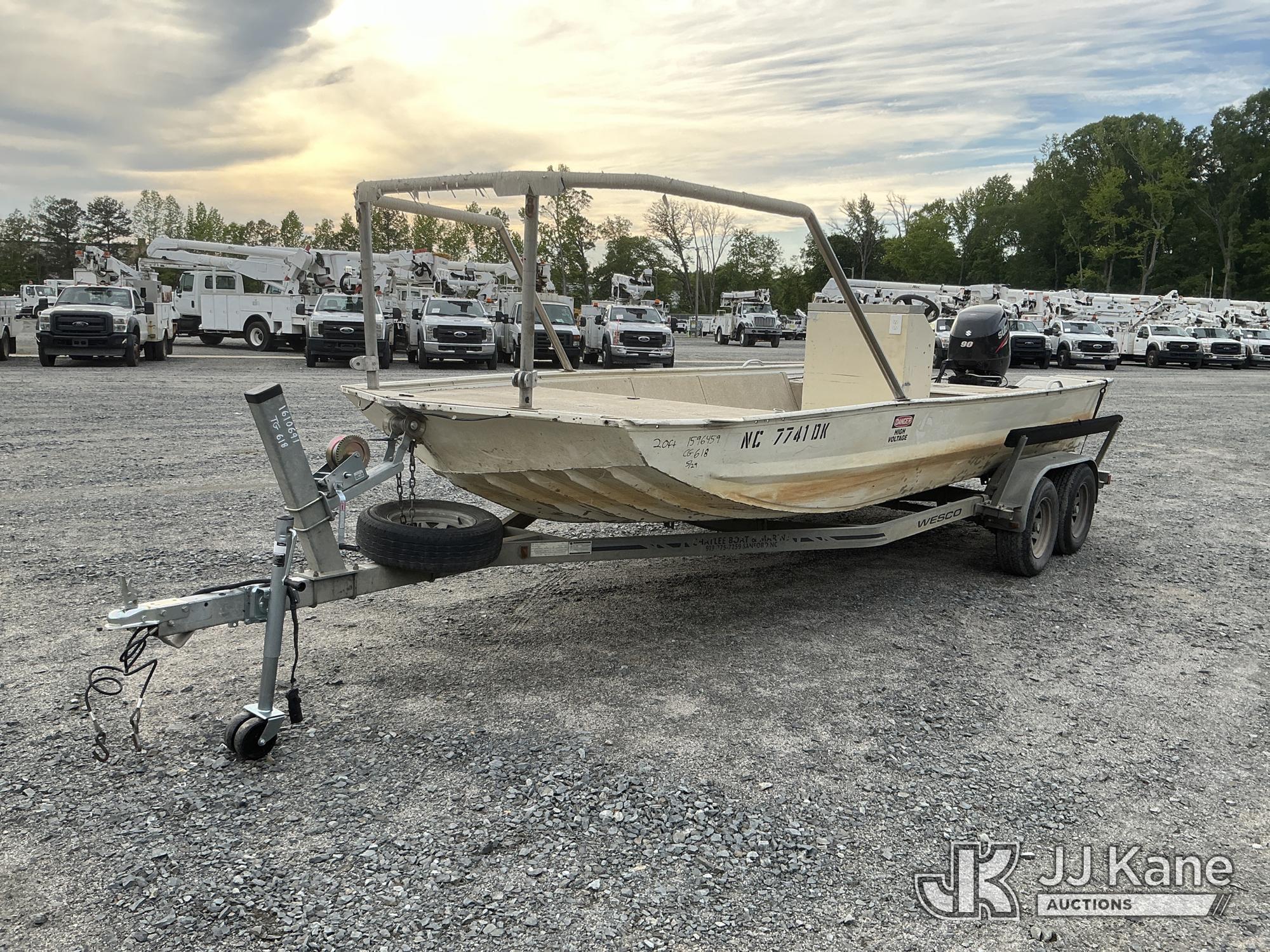 DIXIE CRAFT Aluminum Boat, Selling With Trailer, Lot# TG618) (FL Residents Purchasing Titled Items - tax, title & registration fees will be collected at the maximum rate of $400.00 under 25,999 and $800.00 for Over 26,000 and $250.00 trailers - Proof of insurance is mandatory; Out of State Residents Purchasing Title Items - tax will be collected based upon your state rate.)