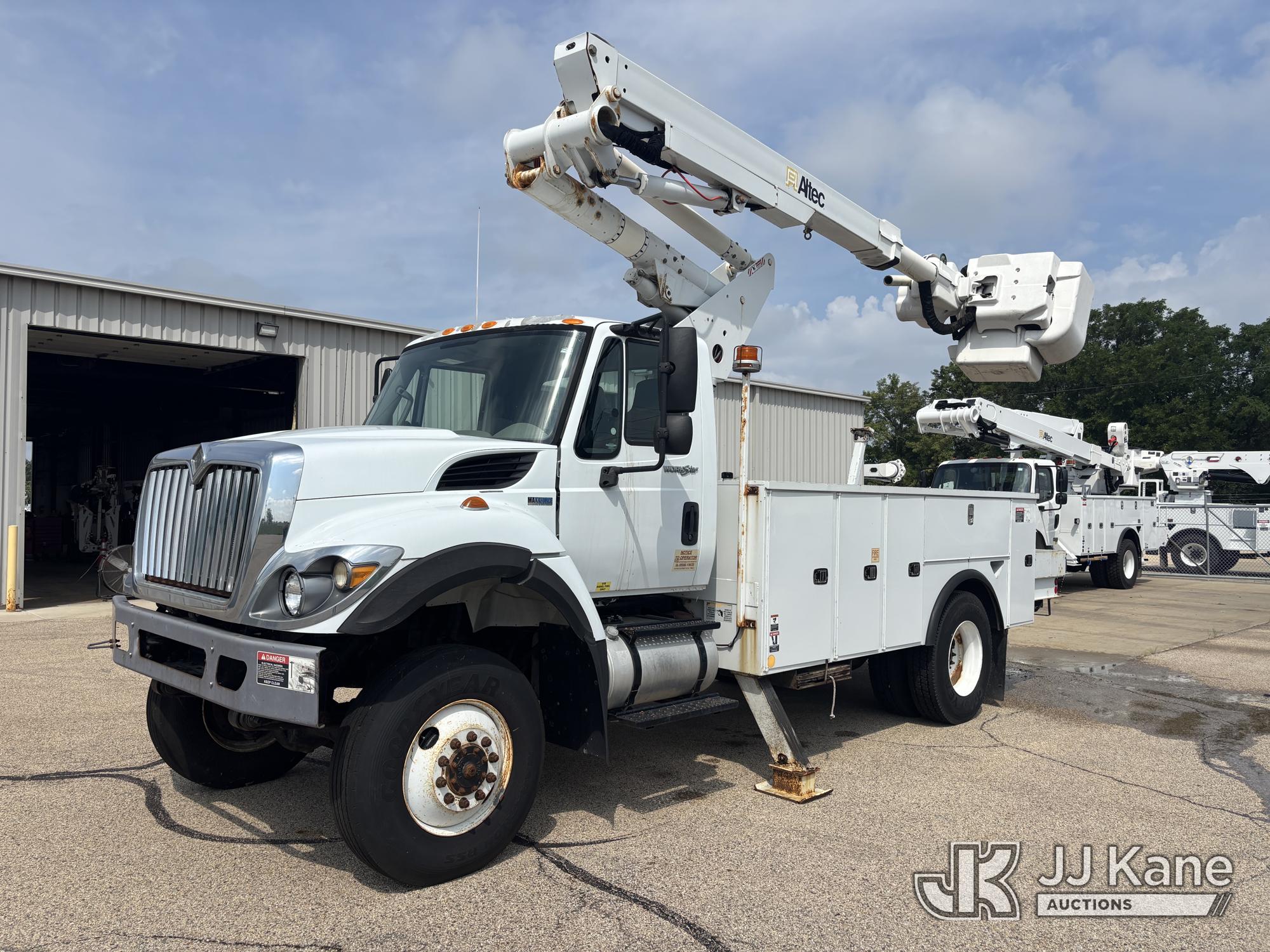 Altec TA41M, Articulating & Telescopic Material Handling Bucket Truck mounted behind cab on 2013 International 7300 Utility Truck