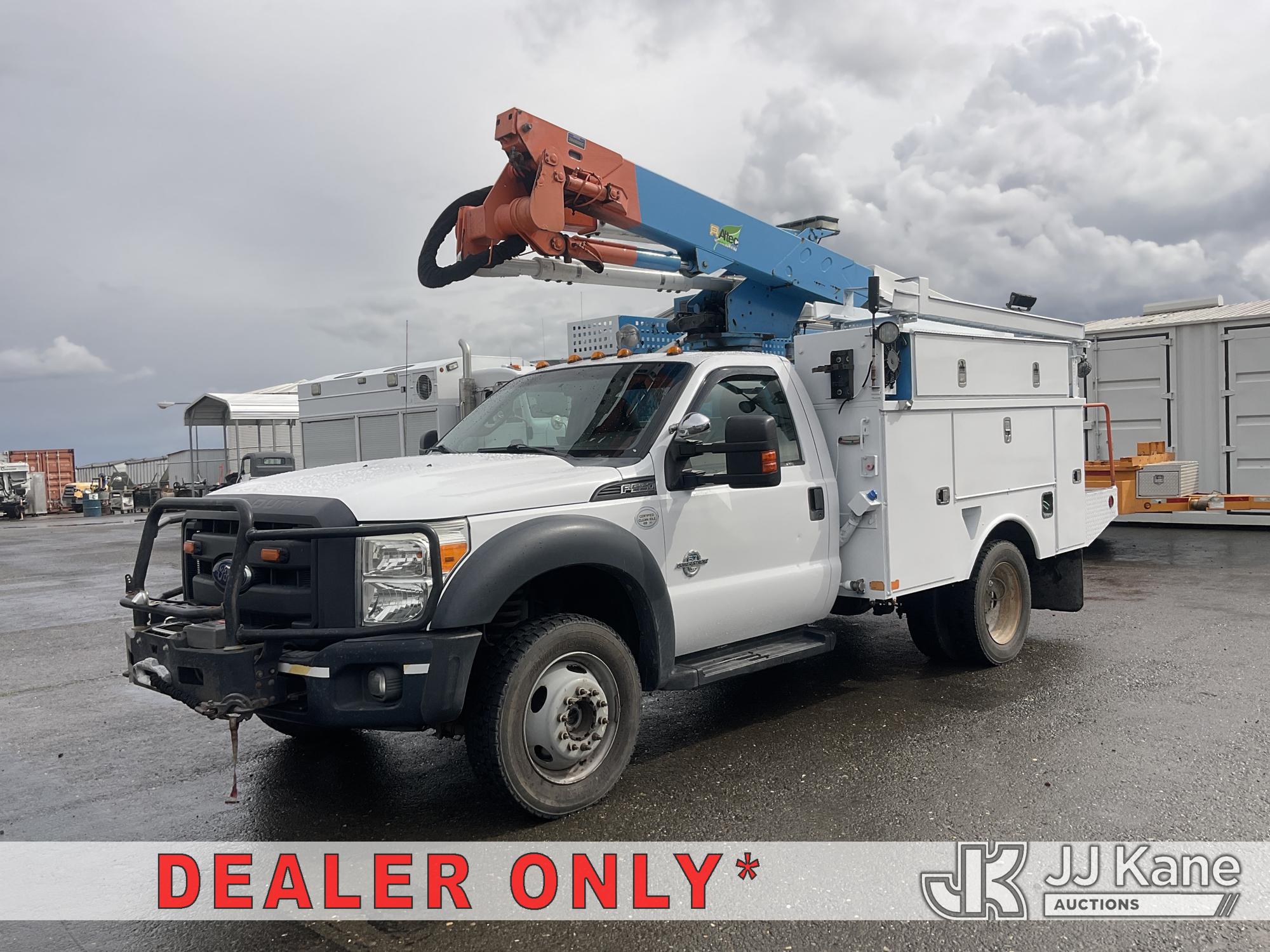 Altec AT37G, Articulating & Telescopic Bucket mounted behind cab on 2013 Ford F-550 Regular Cab DRW 4WD Utility Truck