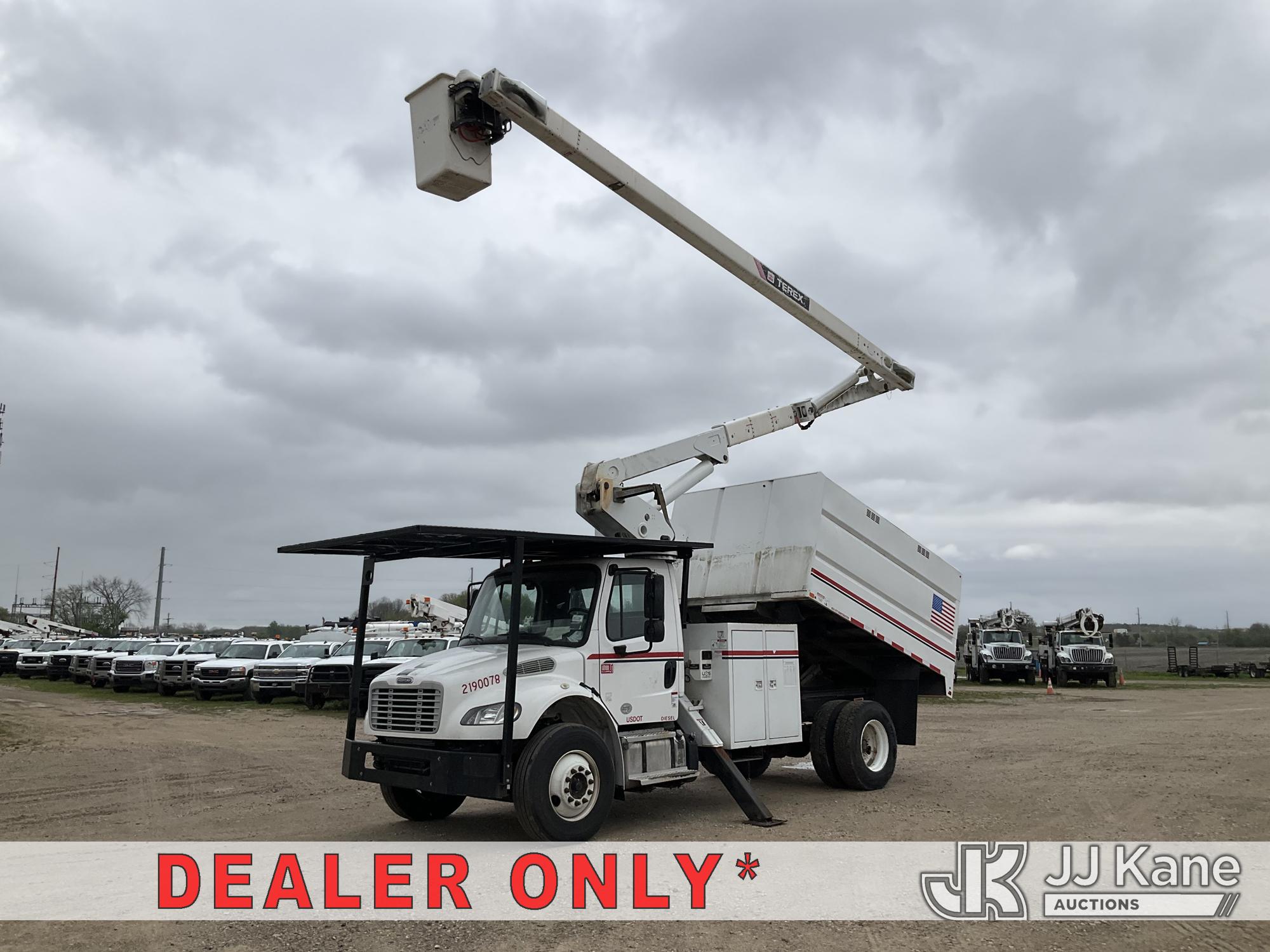 Terex XT Pro 56, Over-Center Bucket Truck mounted behind cab on 2018 Freightliner M2 106 Chipper Dump Truck