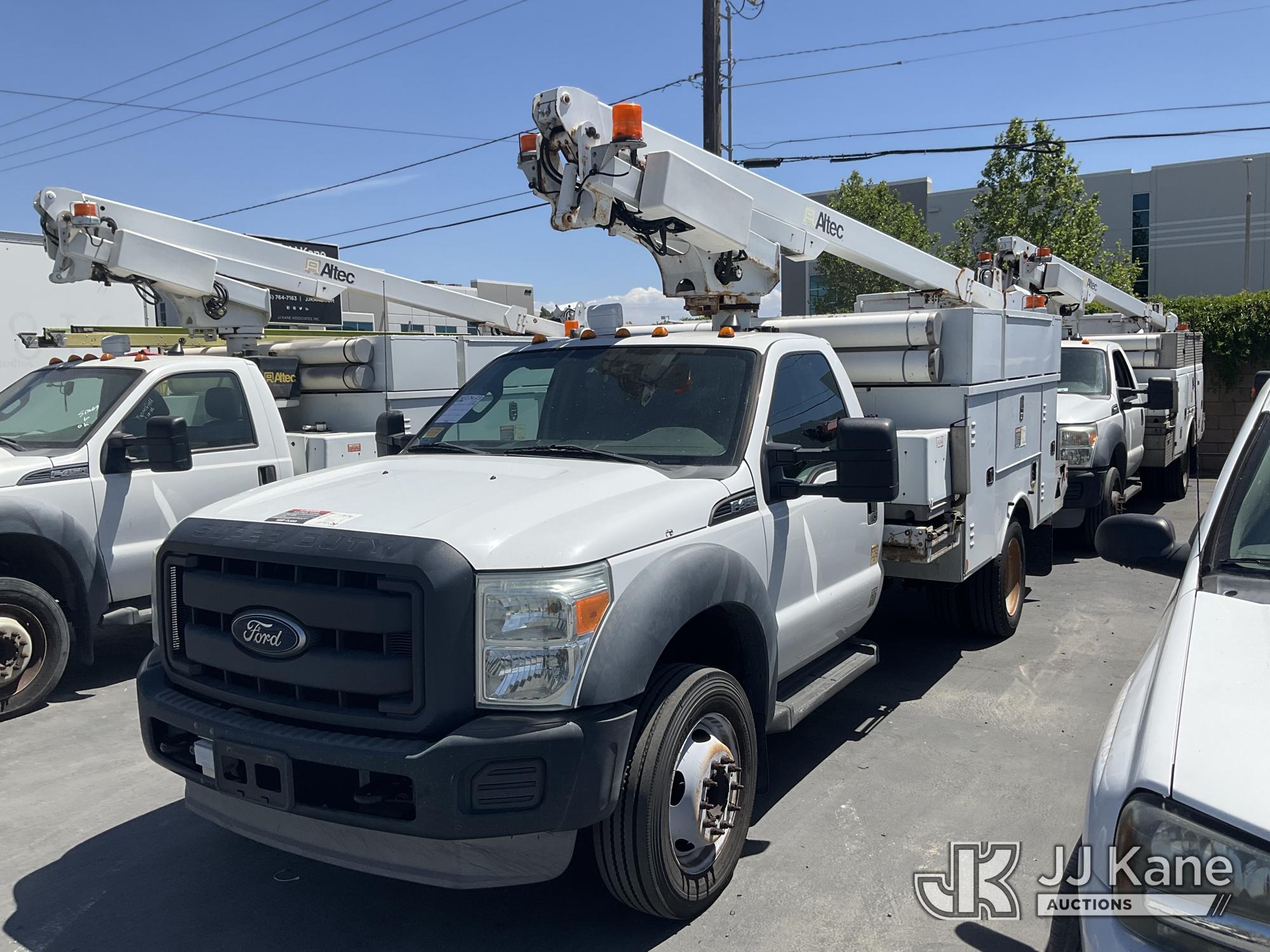 Altec AT200A, Telescopic Non-Insulated Bucket Truck mounted behind cab on 2012 Ford F-450 SD Utility Truck