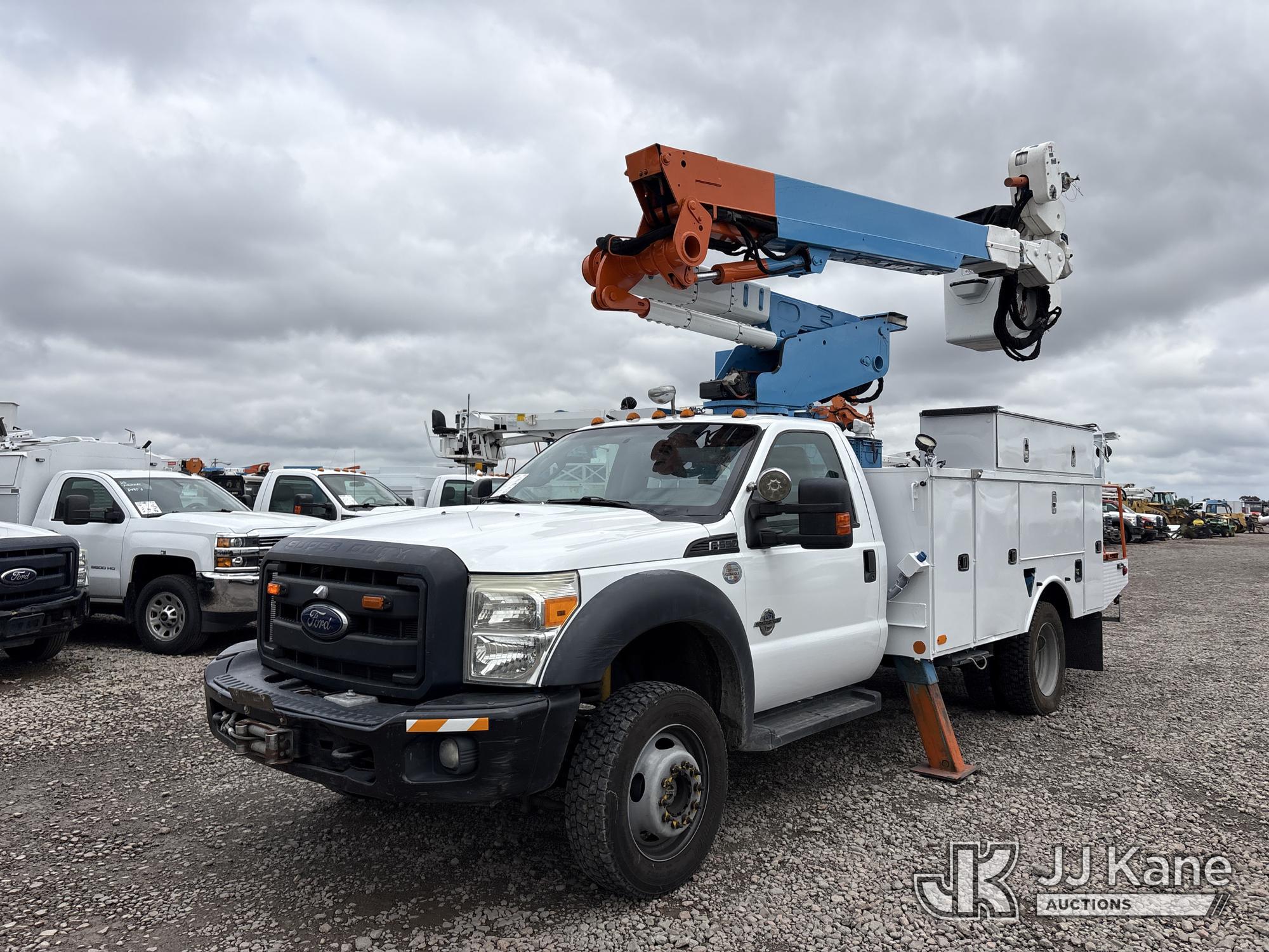 Altec AT40-M, Articulating & Telescopic Material Handling Bucket Truck mounted behind cab on 2013 Ford F-550 Regular Cab DRW Service Truck
