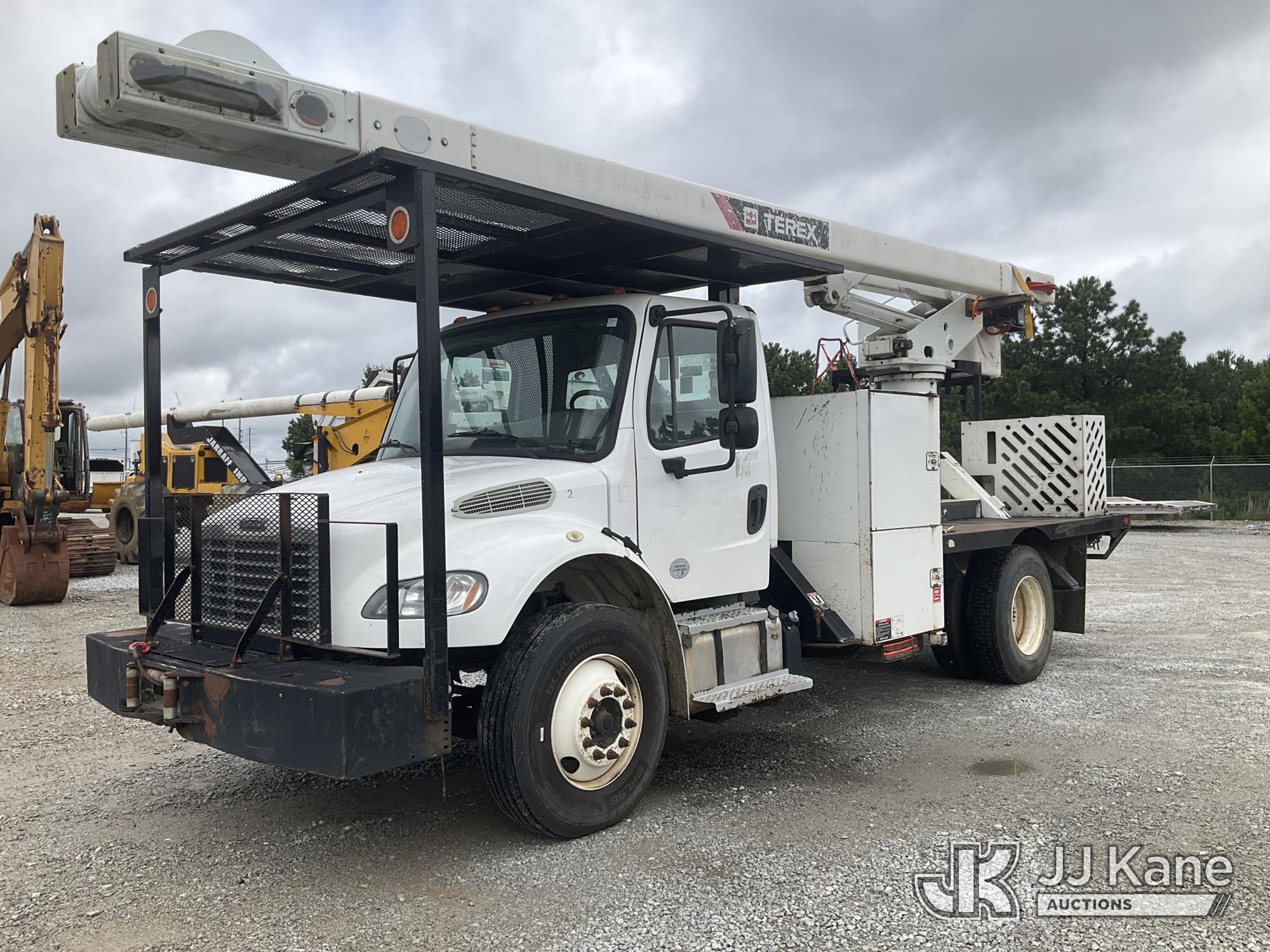 Terex XT Pro 60, Over-Center Elevator Bucket Truck rear mounted on 2018 Freightliner M2 106 Flatbed/Utility Truck