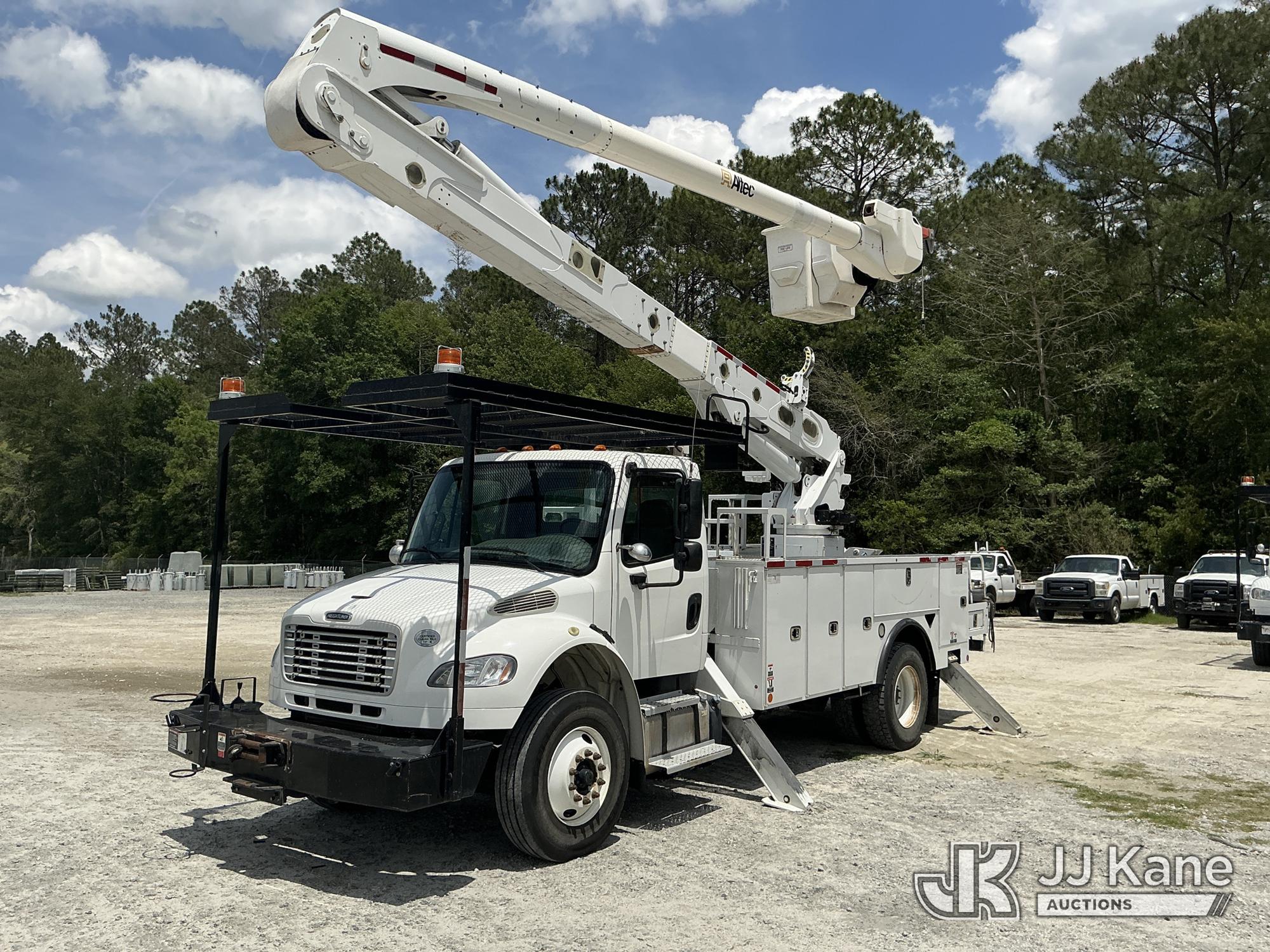 Altec AA55E-MH, Material Handling Bucket Truck rear mounted on 2018 Freightliner M2 Utility Truck, Coop Unit.