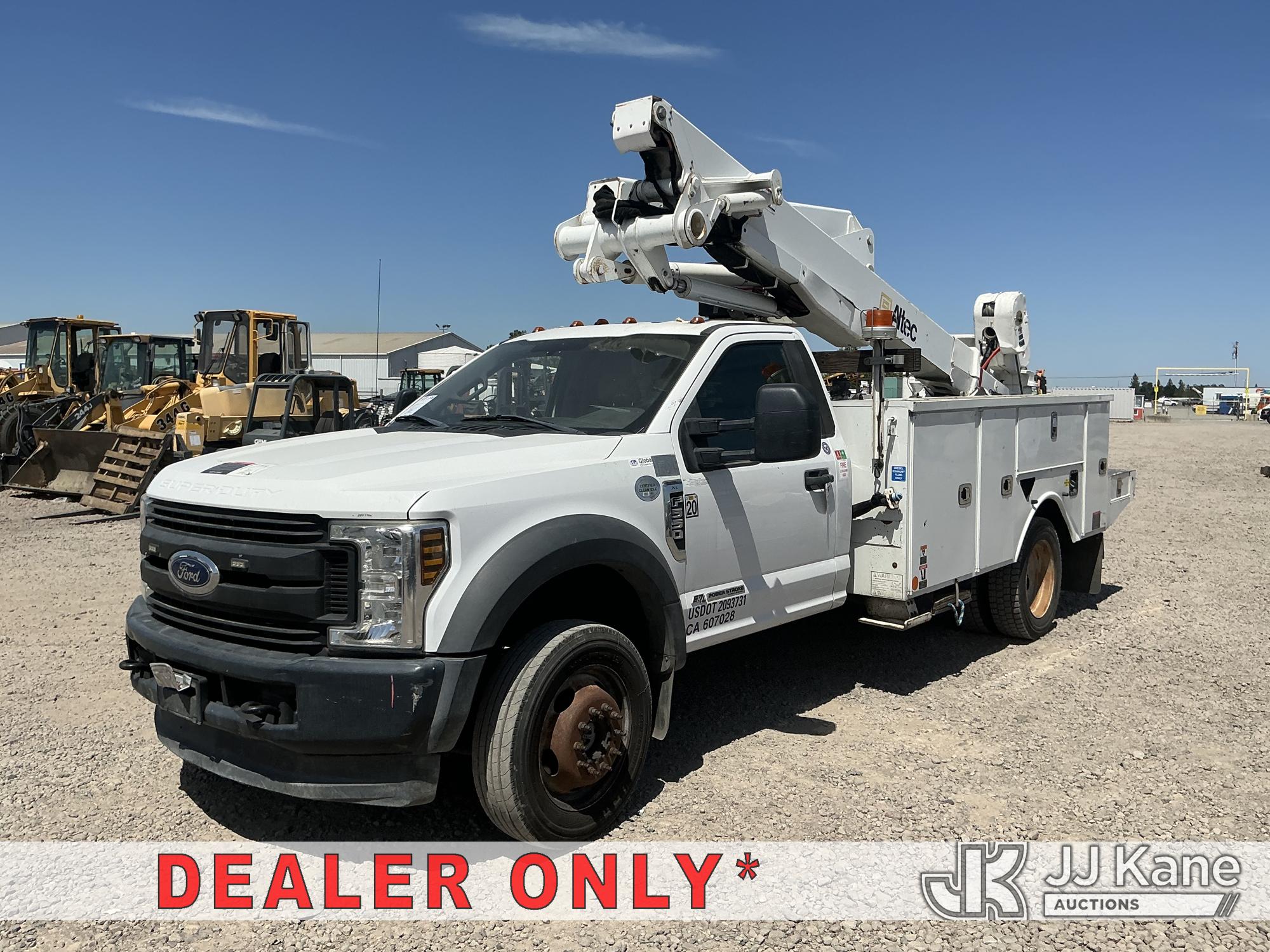 Altec AT41M, Articulating & Telescopic Material Handling Bucket Truck mounted behind cab on 2018 Ford F-550 Regular Cab DRW Utility Truck
