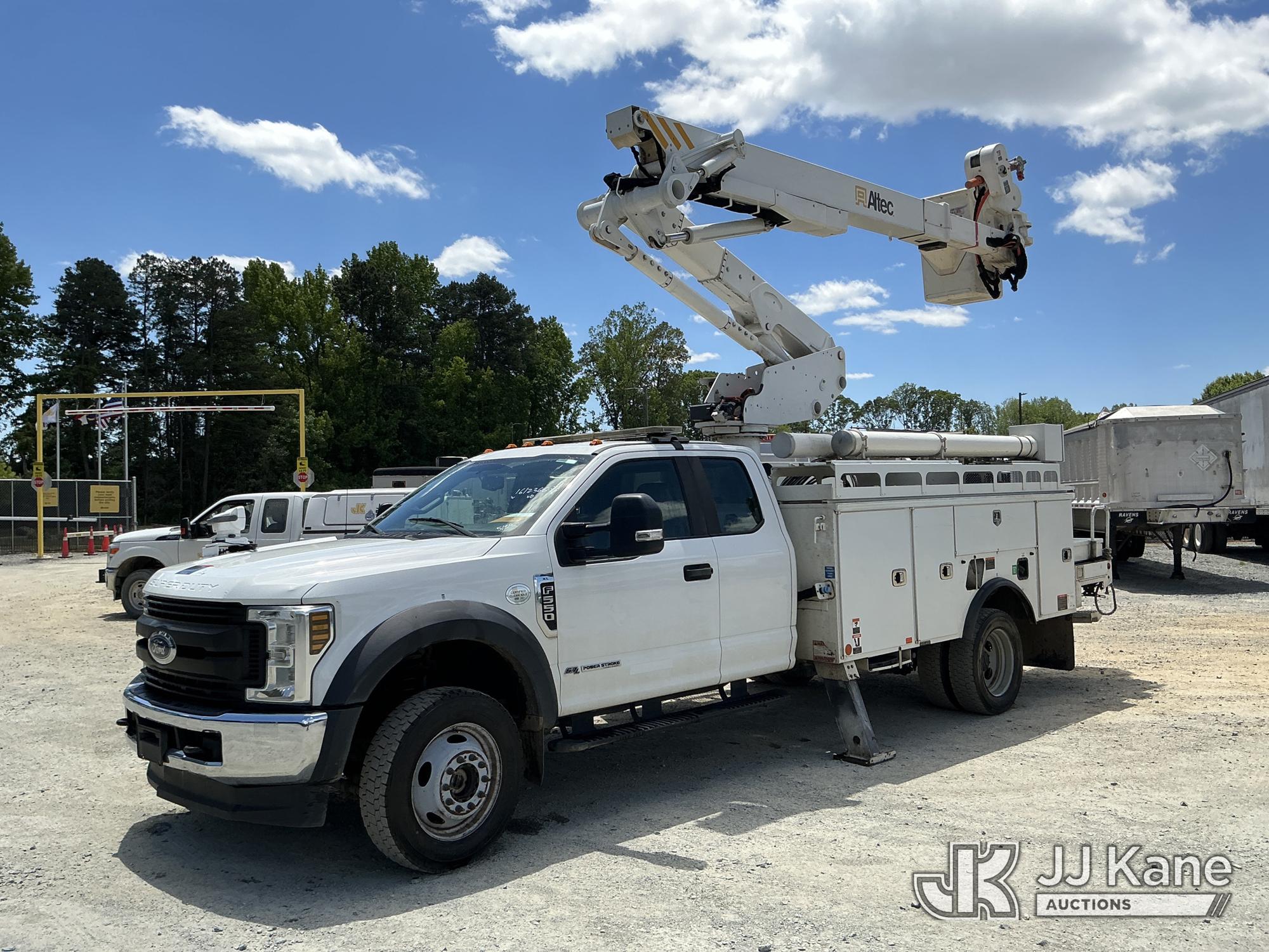 Altec AT41-MH, Articulating & Telescopic Material Handling Bucket Truck mounted behind cab on 2019 Ford F550 4X4 Extended-Cab Service Truck