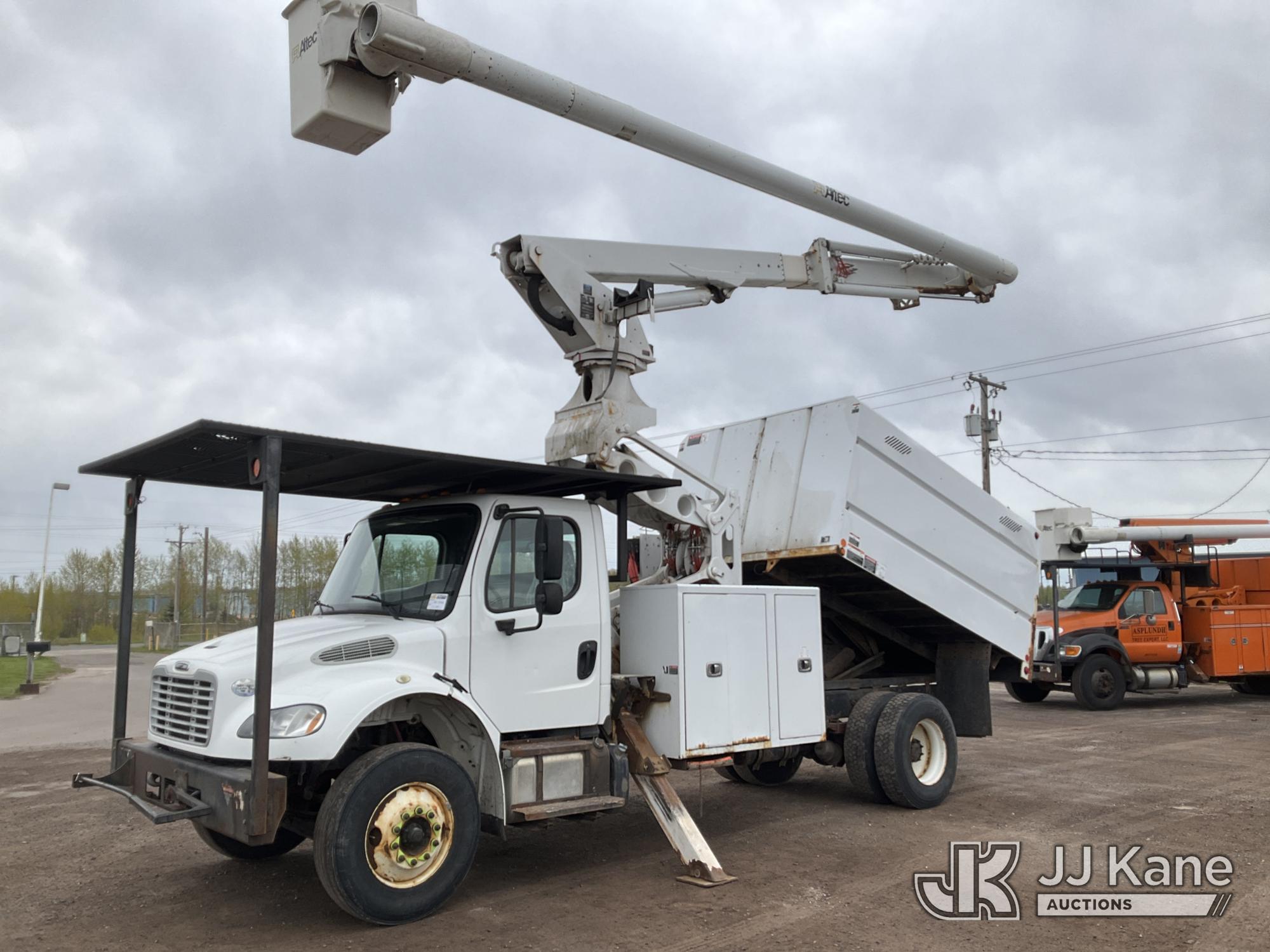 Altec LR760-E70, Over-Center Elevator Bucket Truck mounted behind cab on 2016 Freightliner M2 106 Chipper Dump Truck