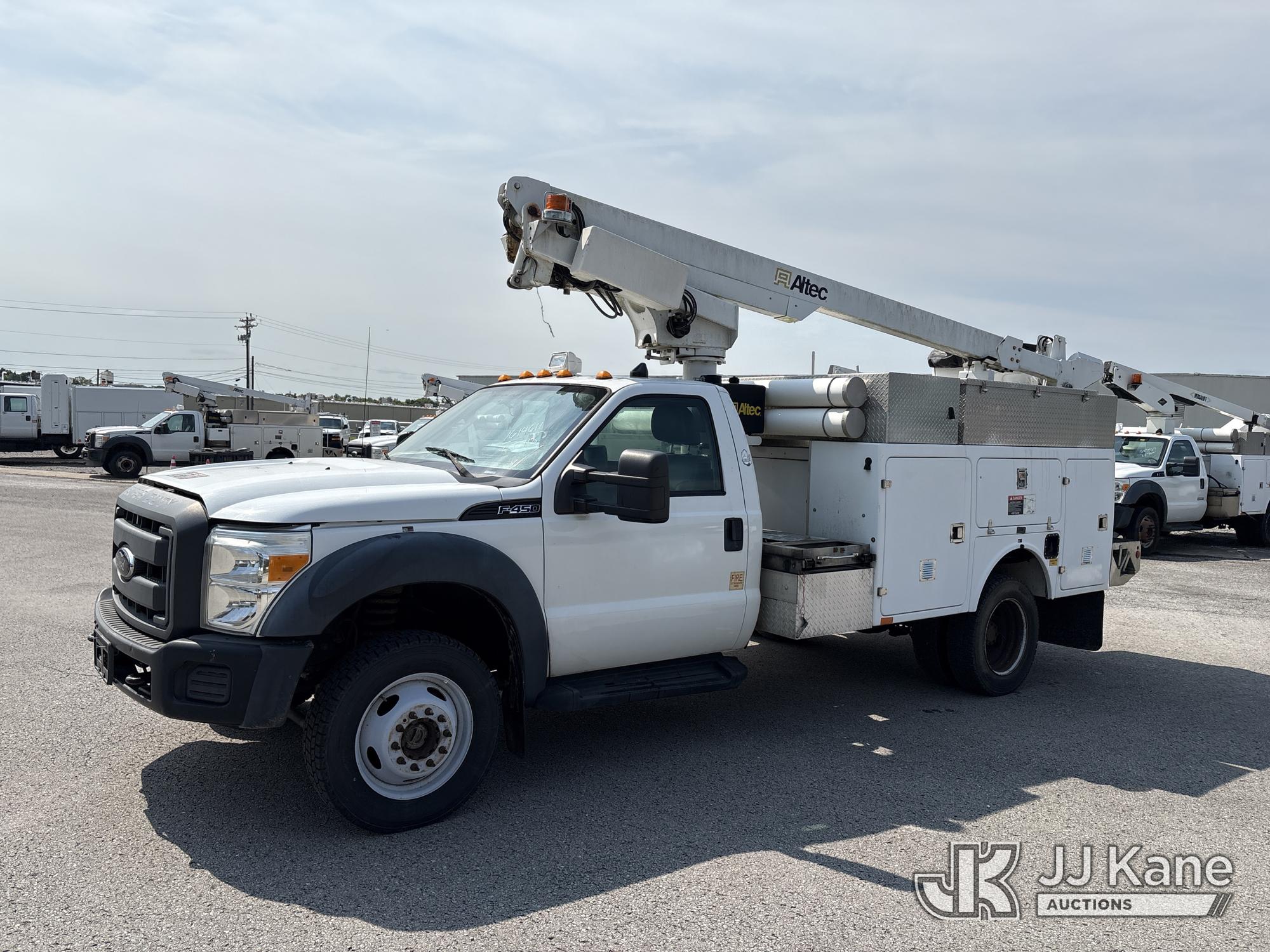 Altec AT200-A, Telescopic Non-Insulated Bucket Truck mounted behind cab on 2012 Ford F-450 SD Service Truck