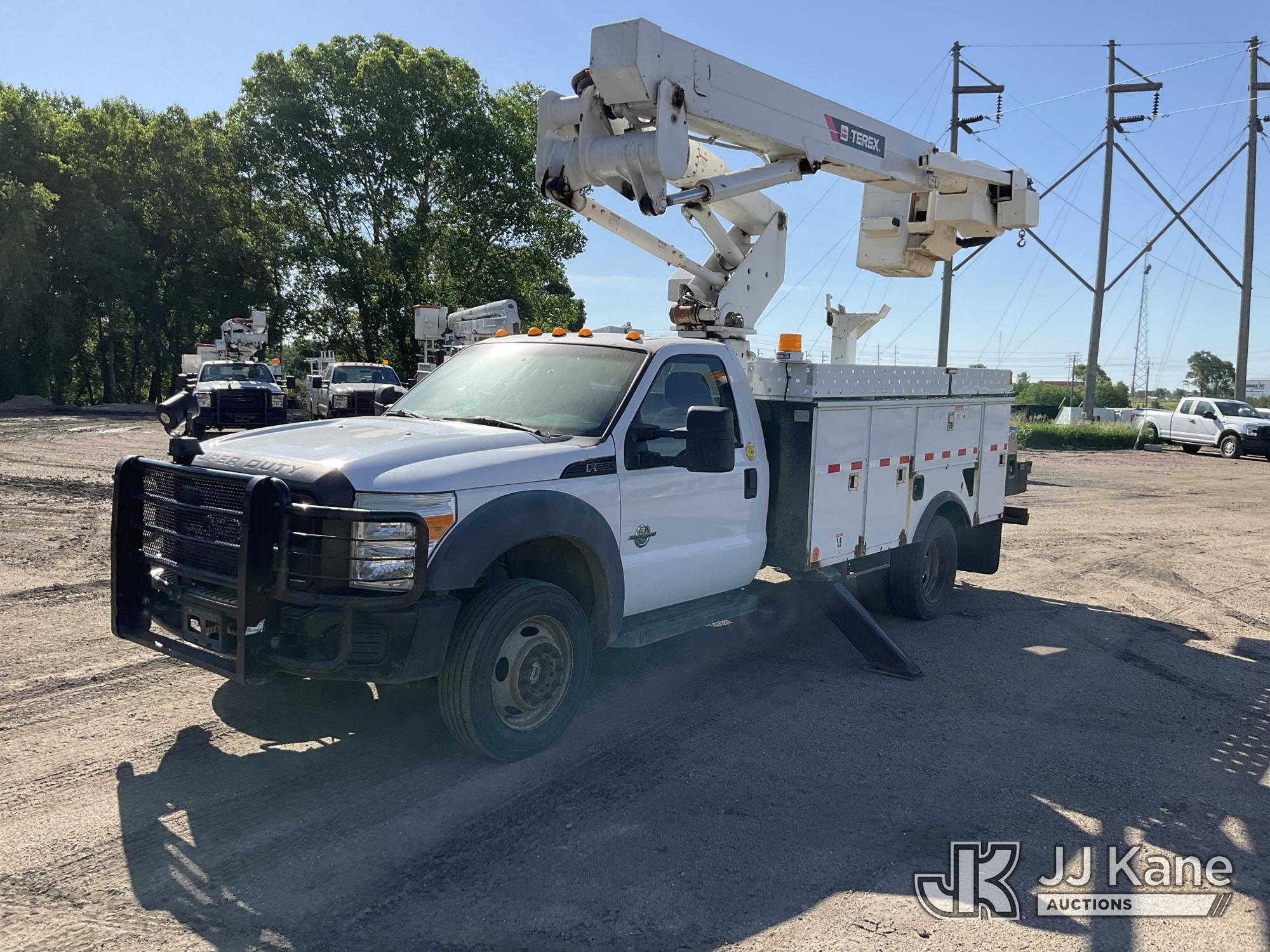 TEREX TL-37, Articulating & Telescopic Material Handling Bucket Truck mounted behind cab on 2012 Ford F-550 Utility Truck