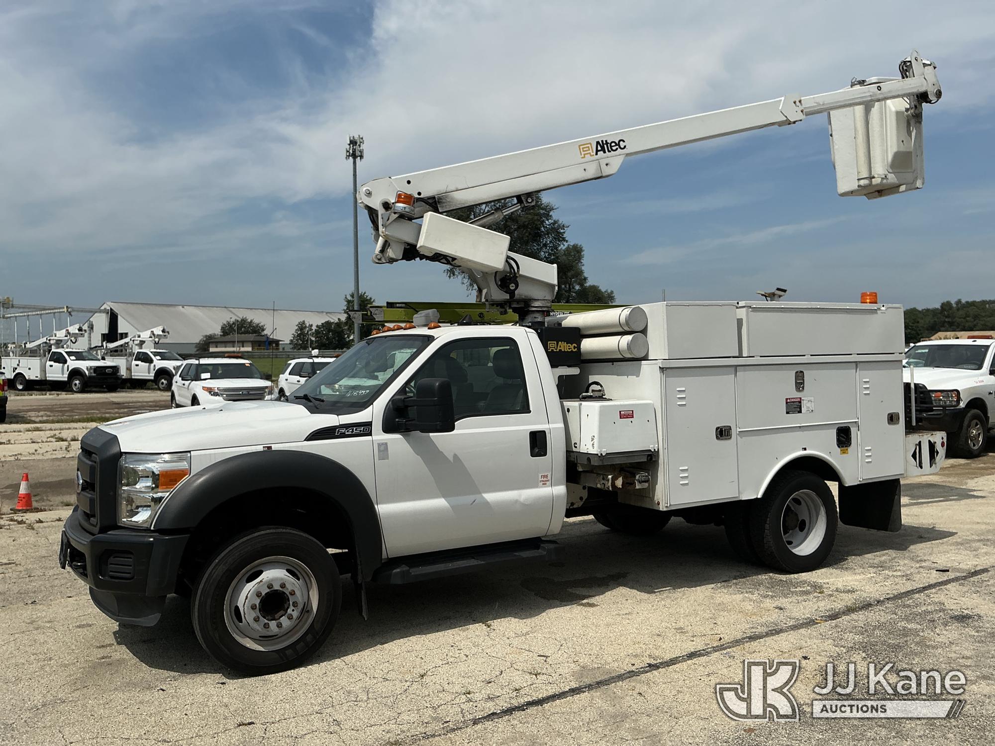 Altec AT200A, Telescopic Non-Insulated Bucket Truck mounted behind cab on 2013 Ford F-450 SD Service Truck