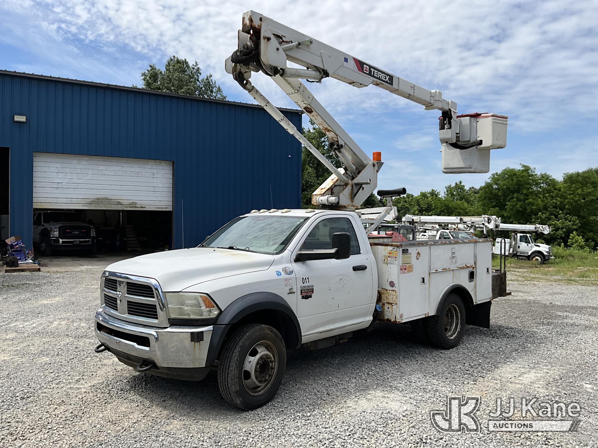 Terex/Telelect Hi-Ranger LT-38, Articulating & Telescopic Bucket Truck mounted behind cab on 2012 Dodge Ram 5500 Service Truck