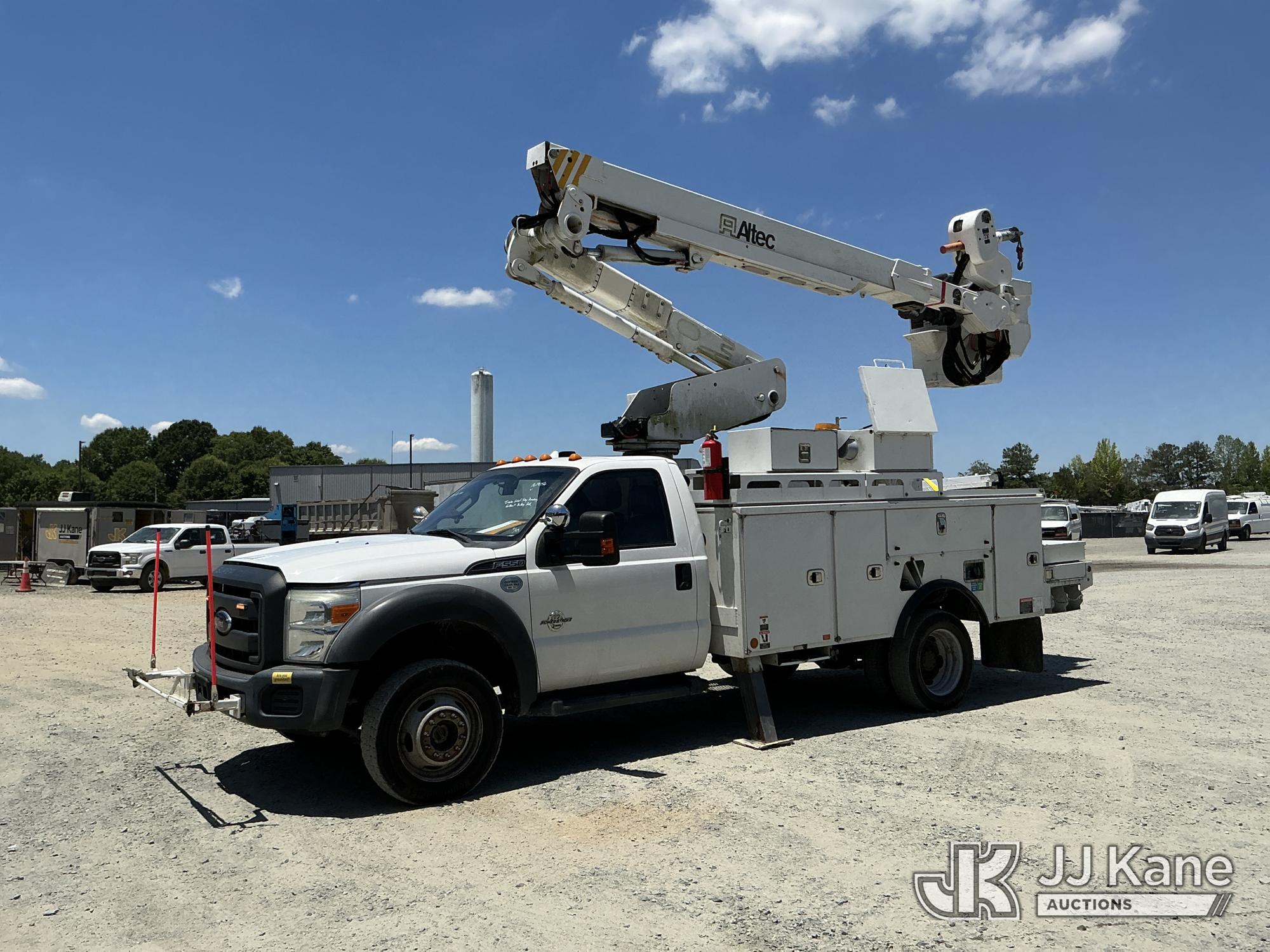 Altec AT40-MH, Articulating & Telescopic Material Handling Bucket Truck mounted behind cab on 2016 Ford F550 Service Truck
