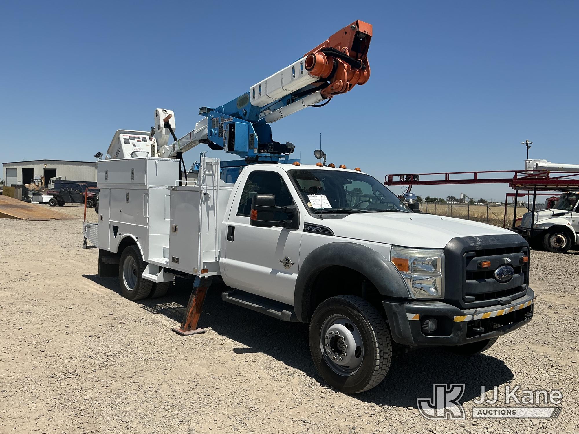 Altec AT40M, Articulating & Telescopic Material Handling Bucket Truck mounted behind cab on 2013 Ford F-550 Regular Cab DRW Utility Truck