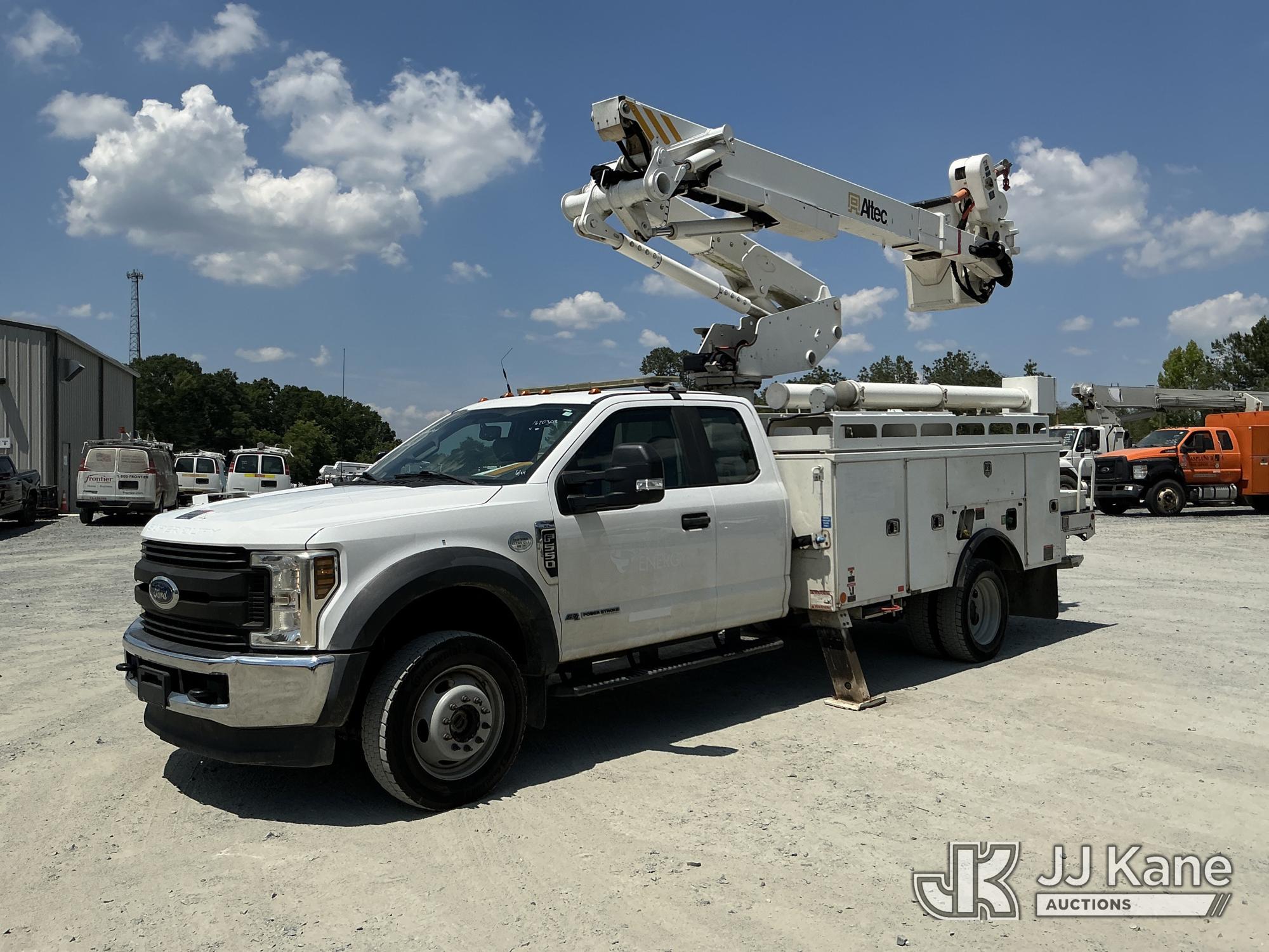 Altec AT41MH, Articulating & Telescopic Material Handling Bucket Truck mounted behind cab on 2019 Ford F550 Extended-Cab Service Truck