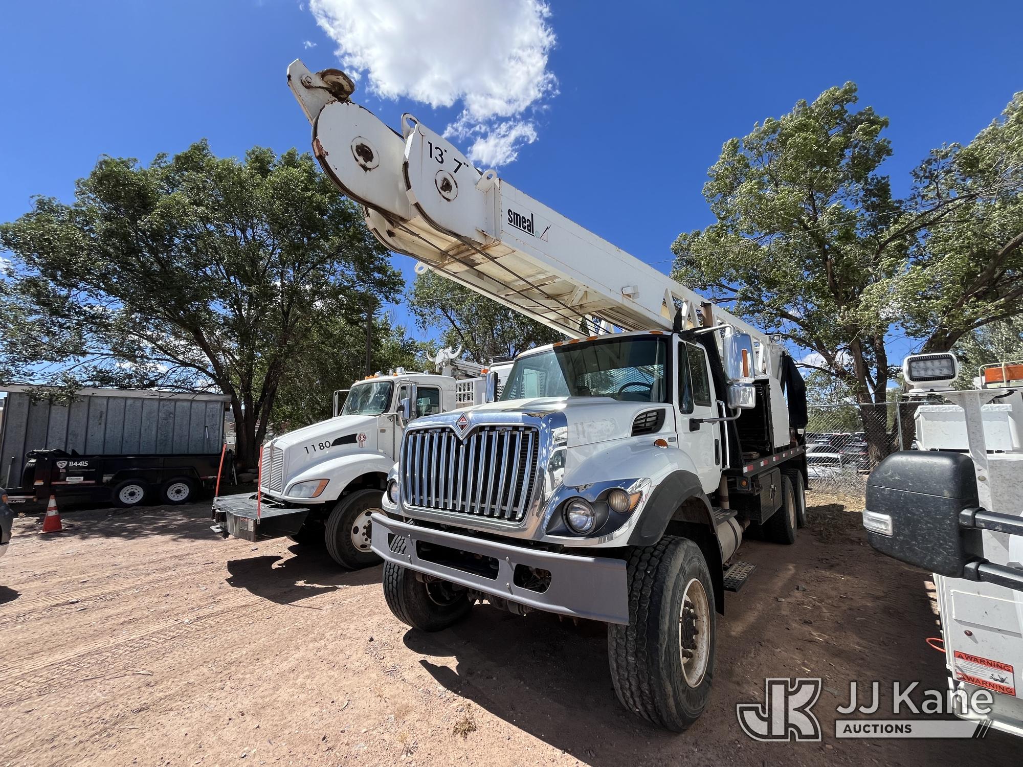 Smeal Manufacturing R36 SRW CX, Hydraulic Pump Hoist rear mounted on 2011 International 7500 T/A Flatbed/Utility Truck, SCHEDULED LOAD-OUT ONLY on August 5th - 6th and 12th-13th.