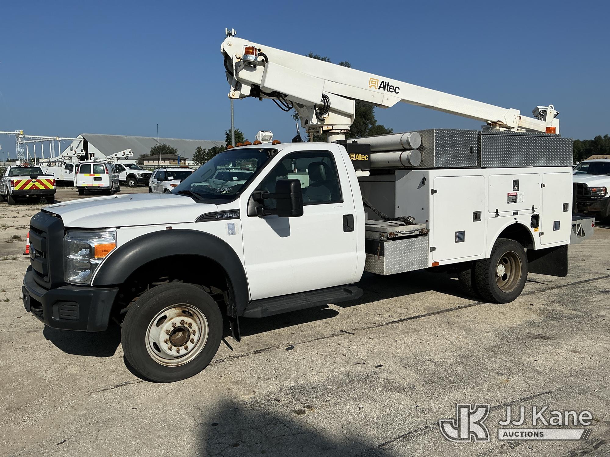 Altec AT200A, Telescopic Non-Insulated Bucket Truck mounted behind cab on 2013 Ford F-450 SD Service Truck