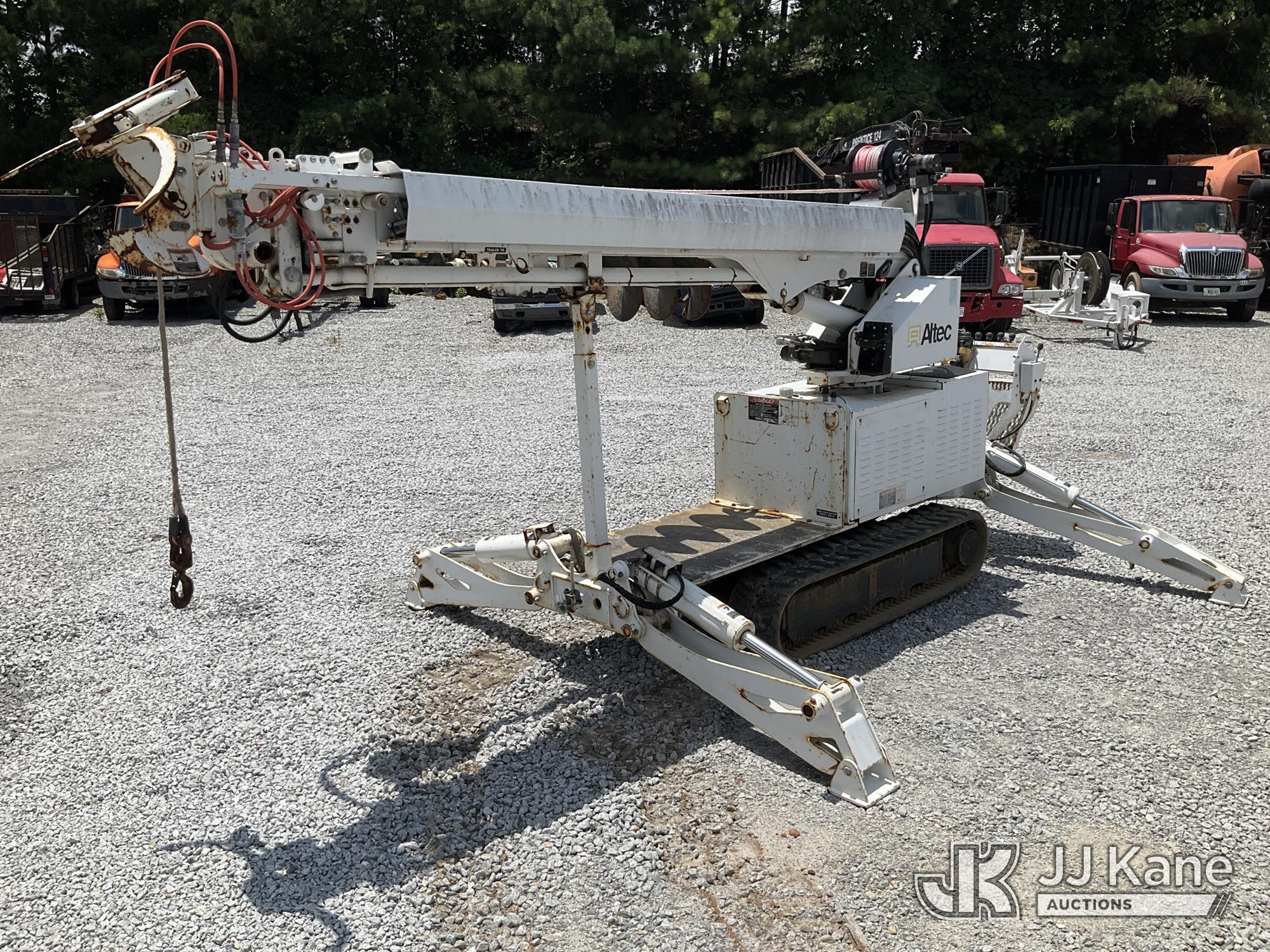 Altec DB37, Back Yard Digger Derrick mounted on 2015 Altec Tracked Back Yard Carrier, To Be Sold With Lot# TR859 (Equipment and trailer price will be split out on invoice to reflect 80/20, equipment to trailer price ratio for tax purposes)