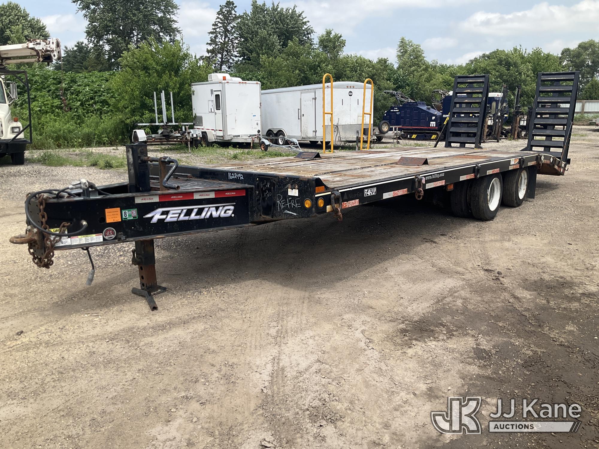 2021 Felling FT-40-2 LP T/A Tagalong Equipment Trailer, Level Deck-20 ft, Tail-6 ft, Ramps-6 ft, Width-8 ft 9 in, Overall Length-33 ft 9 in