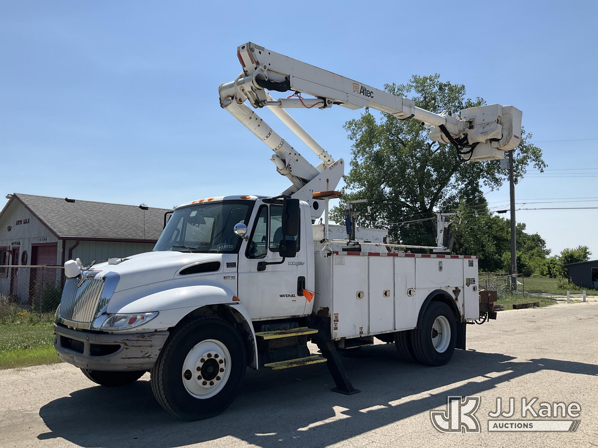 Altec TA41M, Articulating & Telescopic Material Handling Bucket Truck mounted behind cab on 2012 International DuraStar 4300 Utility Truck