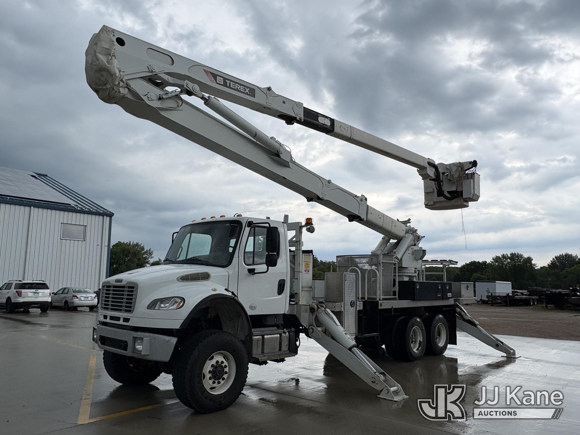 Terex/Telelect Hi-Ranger TM100, Articulating & Telescopic Material Handling Bucket Truck rear mounted on 2015 Freightliner M2 106 T/A Flatbed/Utility Truck, Travel Height 13ft 4in