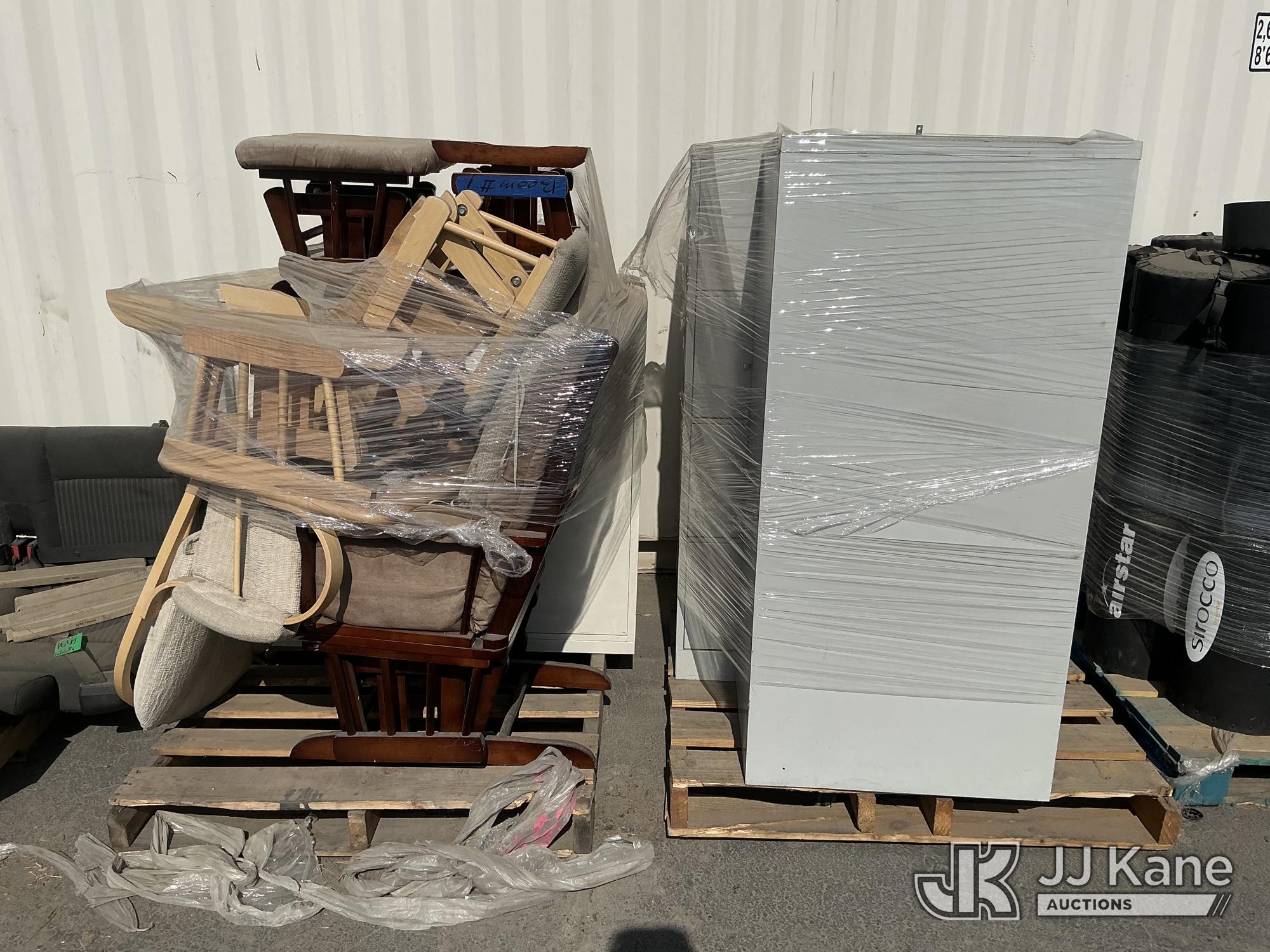2 pallets of office cabinets & chairs (Used) NOTE: This unit is being sold AS IS/WHERE IS via Timed Auction and is located in Jurupa Valley