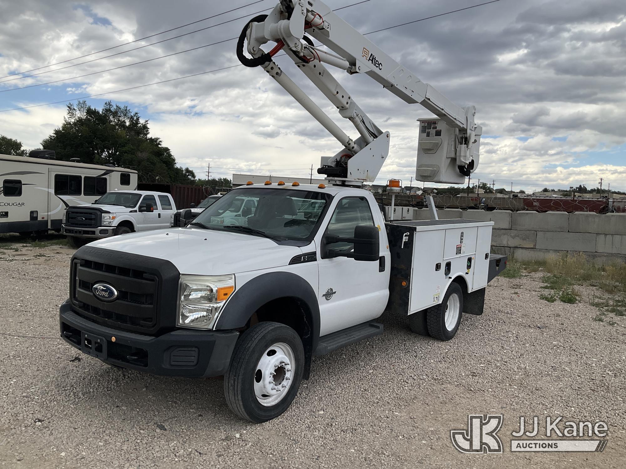 Altec AT37-G, Articulating & Telescopic Bucket Truck mounted behind cab on 2012 Ford F-550 Service Truck