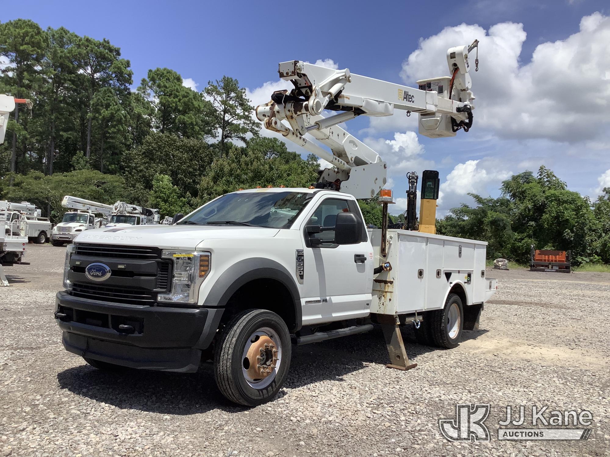 Altec AT41M, Articulating & Telescopic Material Handling Bucket Truck mounted behind cab on 2018 Ford F550 4x4 Service Truck