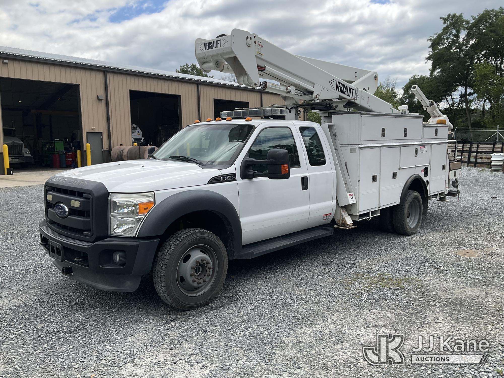 Versalift VST-47SI, Articulating & Telescopic Bucket Truck mounted behind cab on 2012 Ford F550 4x4 DRW Extended-Cab Service Truck