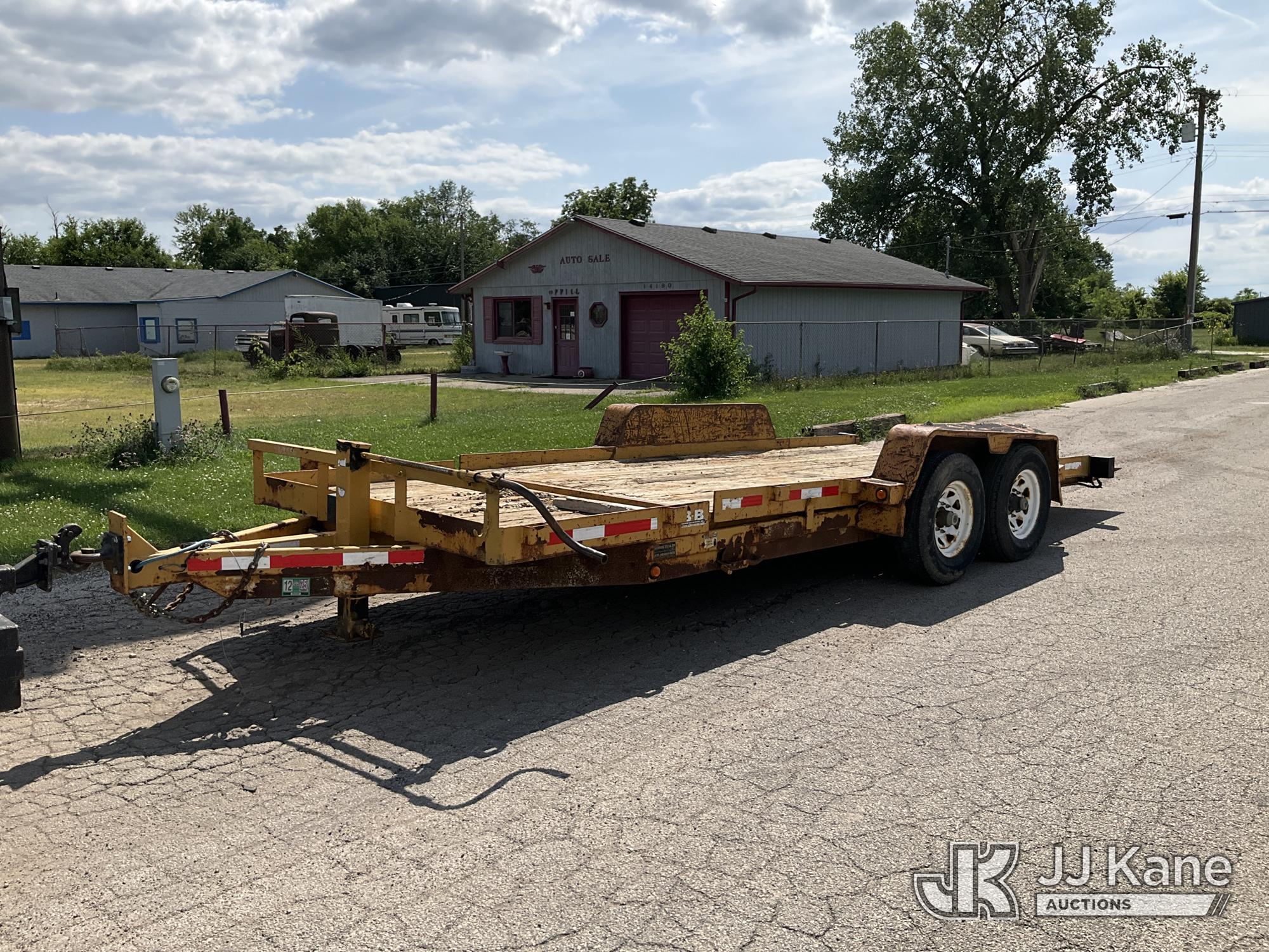2004 Behnke Enterprises T/A Tilt Bed Tagalong Equipment Trailer, 24ft long overall, 4ft long front deck, 14ft long tilt deck, 80in wide between who