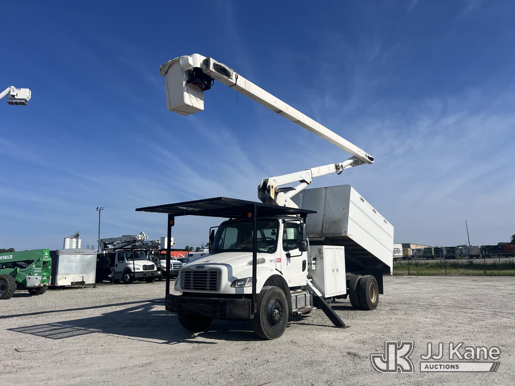 Terex XTPRO 60, Over-Center Bucket Truck mounted behind cab on 2016 Freightliner M2 106 Chipper Dump Truck