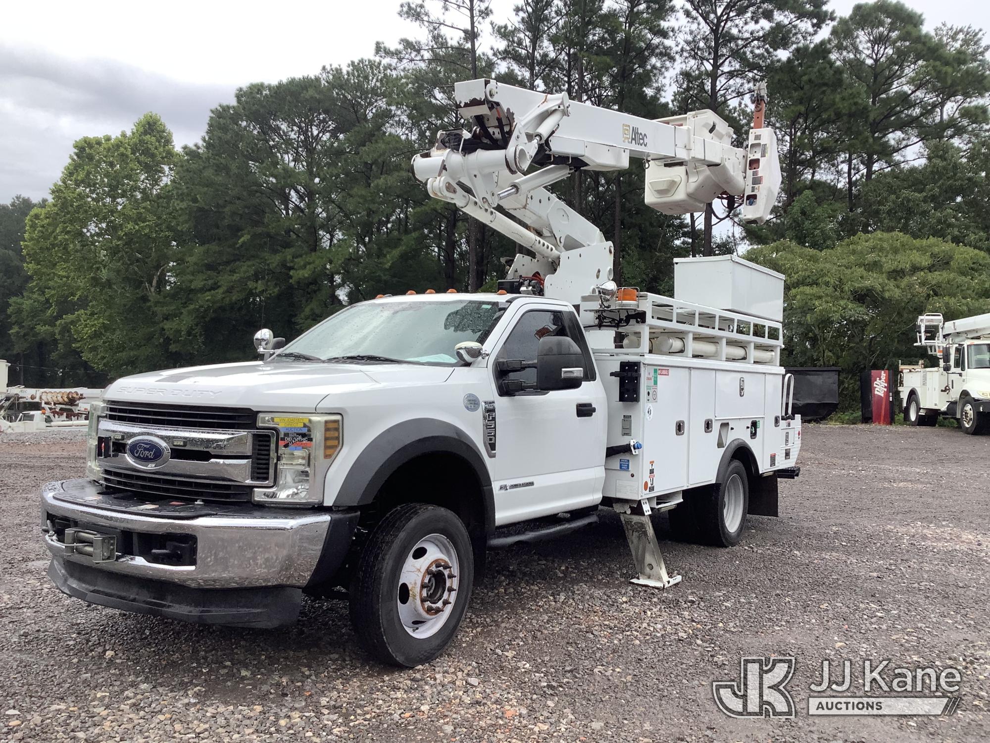 Altec AT41-M, Articulating & Telescopic Material Handling Bucket Truck mounted behind cab on 2018 Ford F-550 4x4 Service Truck