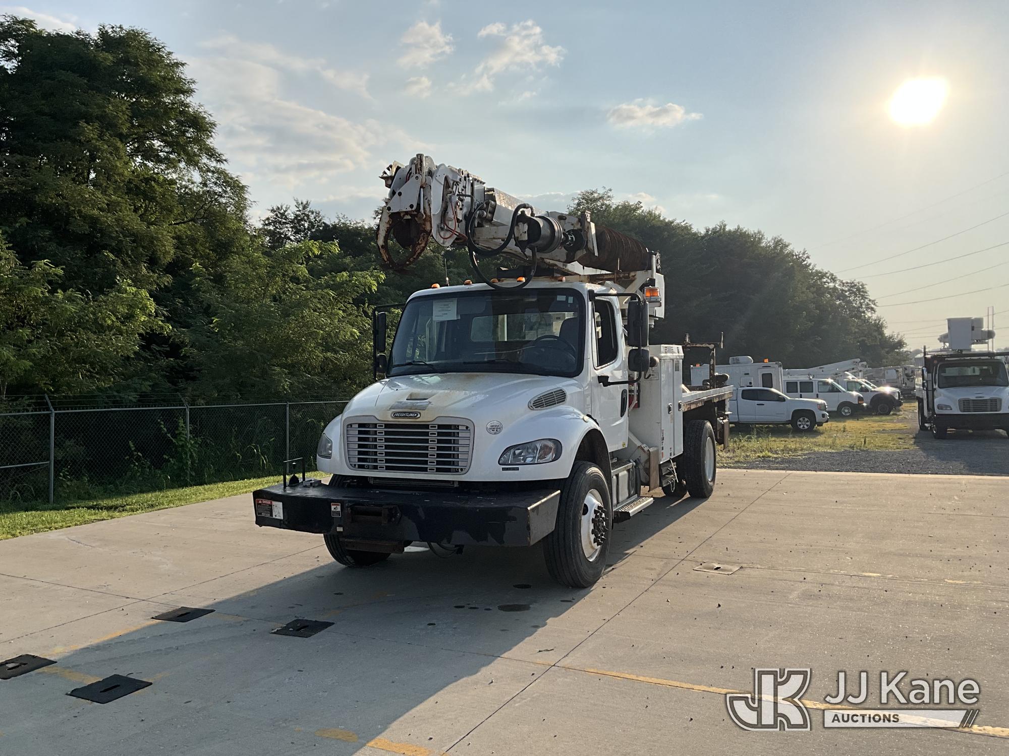 Altec DM47B-TR, Digger Derrick rear mounted on 2019 Freightliner M2-106 Flatbed/Utility Truck