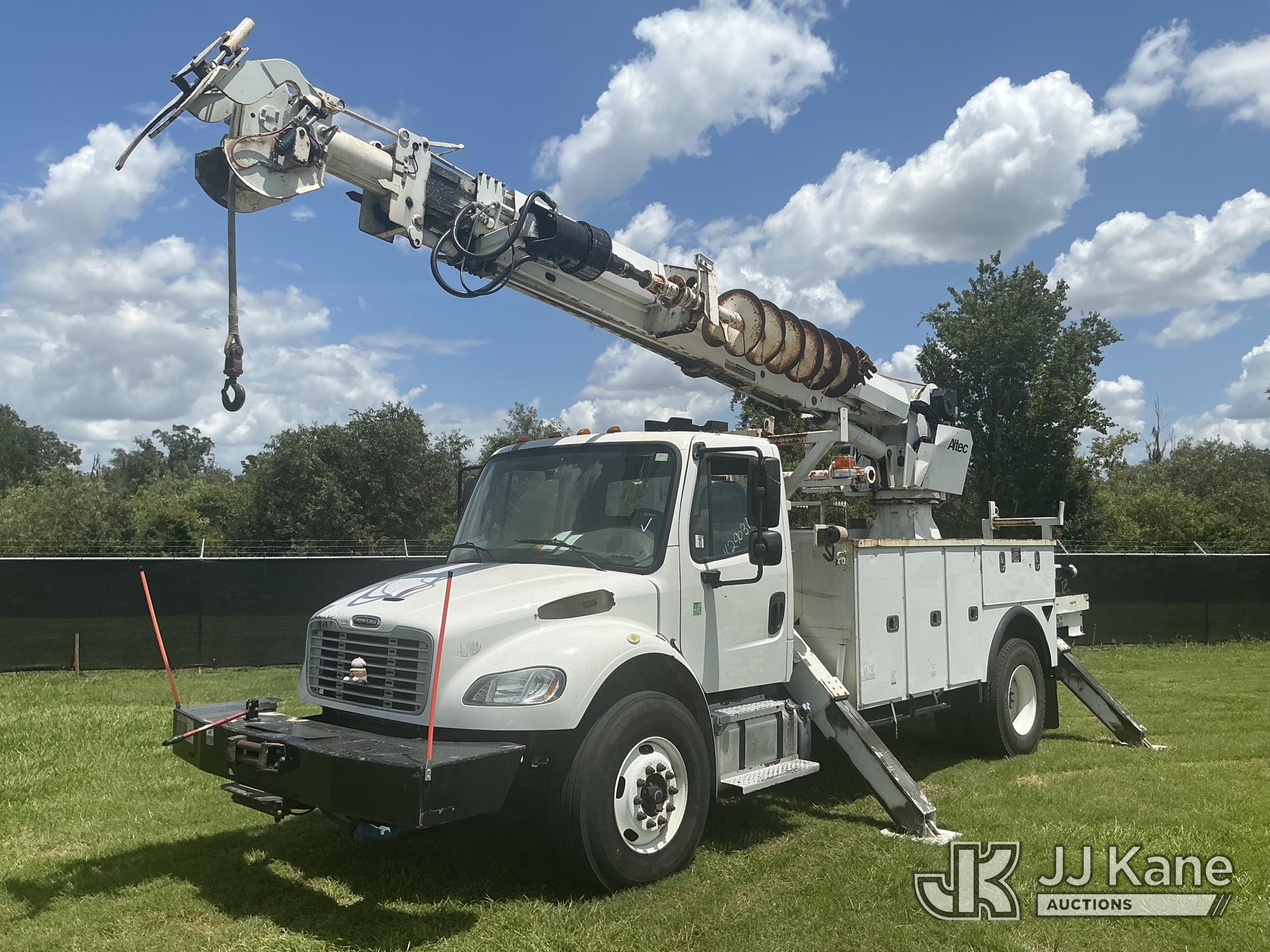 Altec DM47BTR, Digger Derrick rear mounted on 2018 Freightliner M2 106 Utility Truck, Radio & Dash Camera Not Included