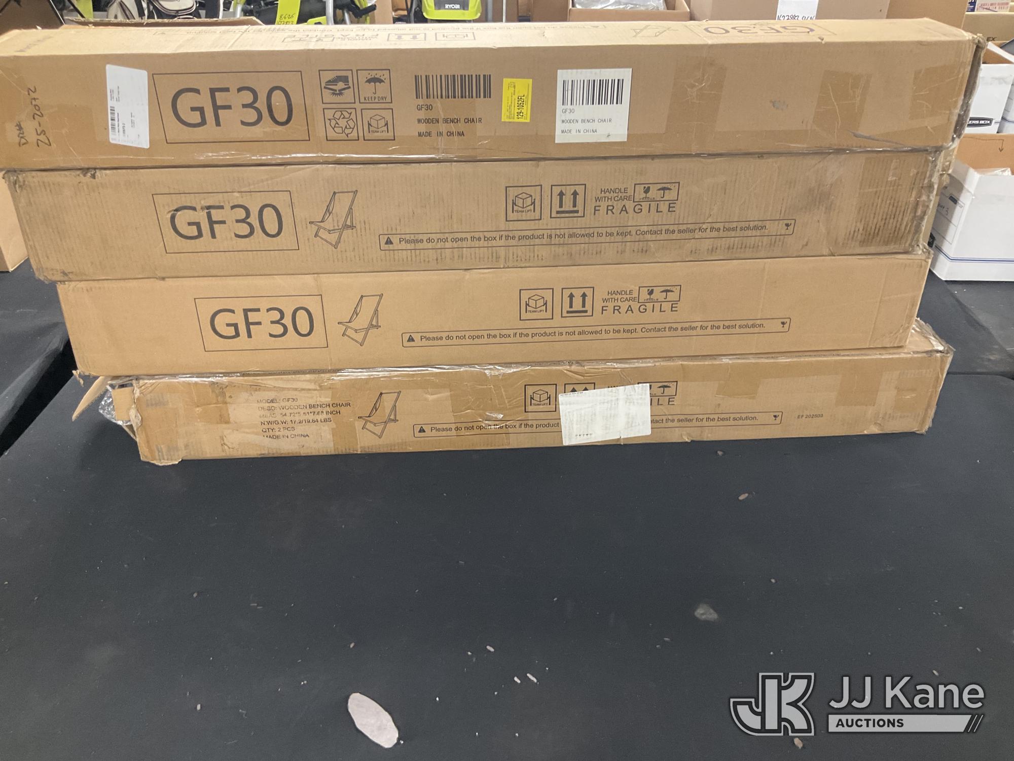 Wooden Bench Chairs (Sealed In Box ) NOTE: This unit is being sold AS IS/WHERE IS via Timed Auction and is located in Jurupa Valley