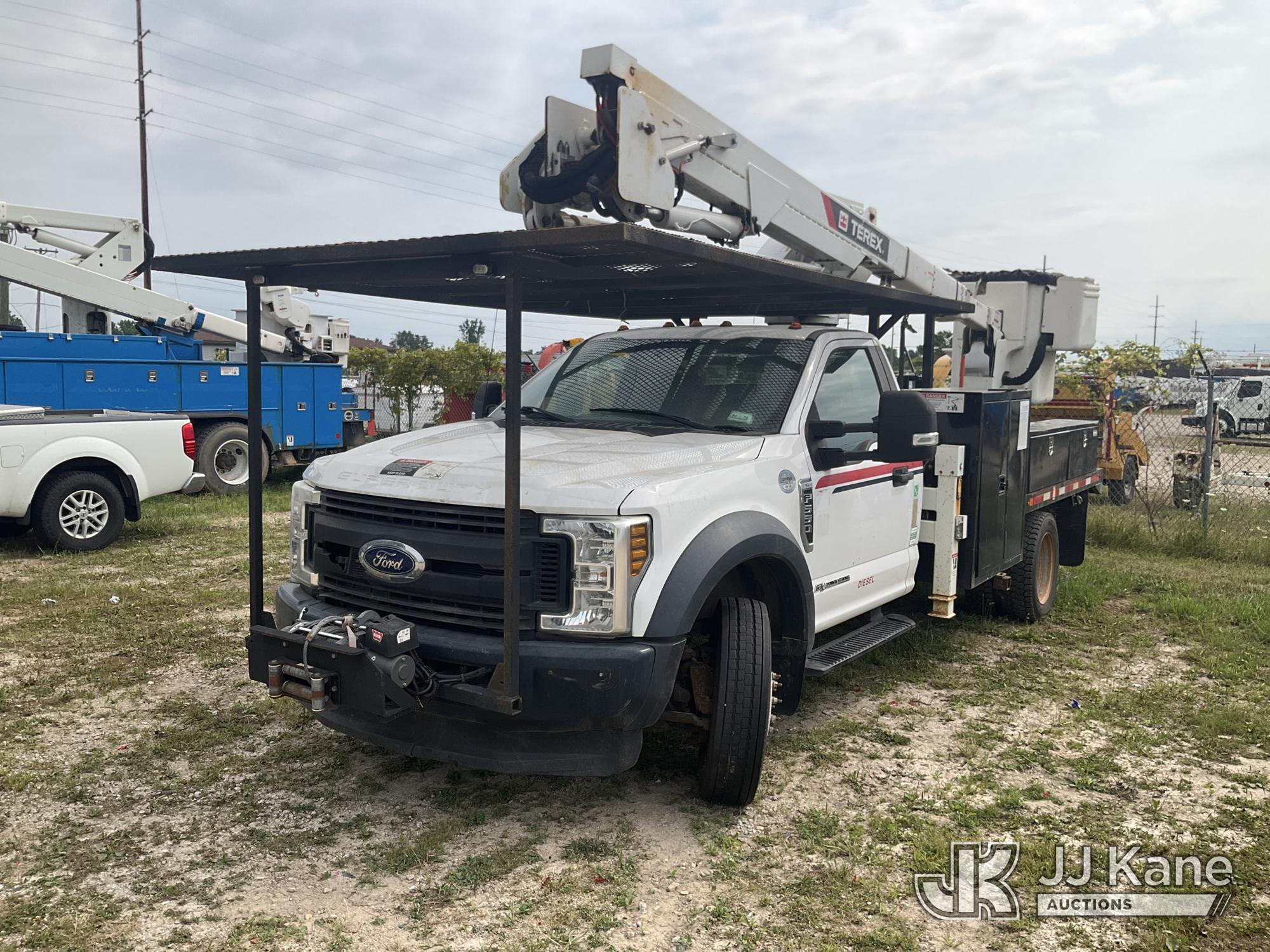 Terex LT40, Articulating & Telescopic Bucket Truck mounted behind cab on 2018 Ford F-550 Flatbed/Service Truck