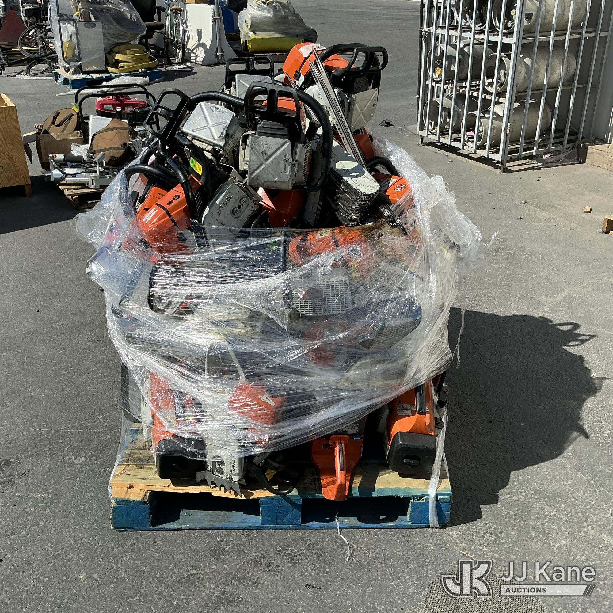 Pallet of Stihl Lawncare Equipment (Used) NOTE: This unit is being sold AS IS/WHERE IS via Timed Auction and is located in Jurupa Valley