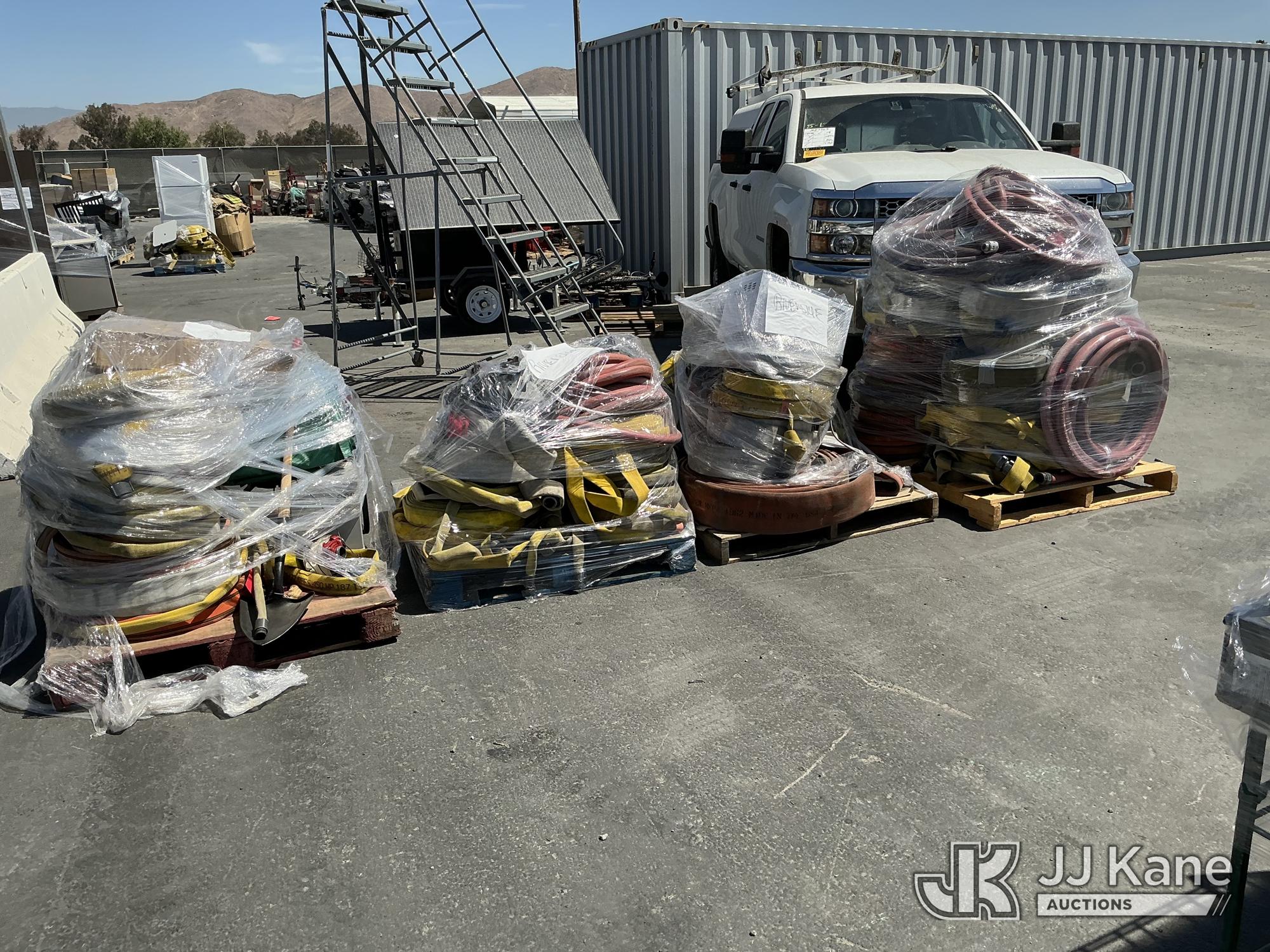 4 pallets of Fire hose & equipment (Used) NOTE: This unit is being sold AS IS/WHERE IS via Timed Auction and is located in Jurupa Valley