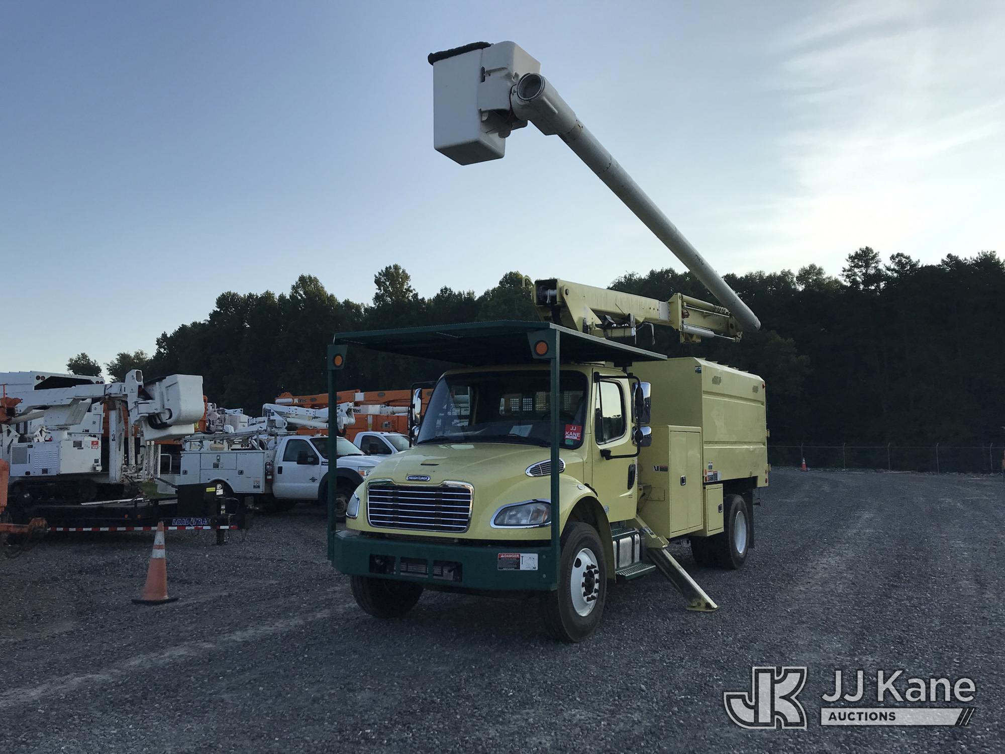 Altec LR760, Over-Center Bucket Truck mounted behind cab on 2017 Freightliner M2 106 Chipper Dump Truck