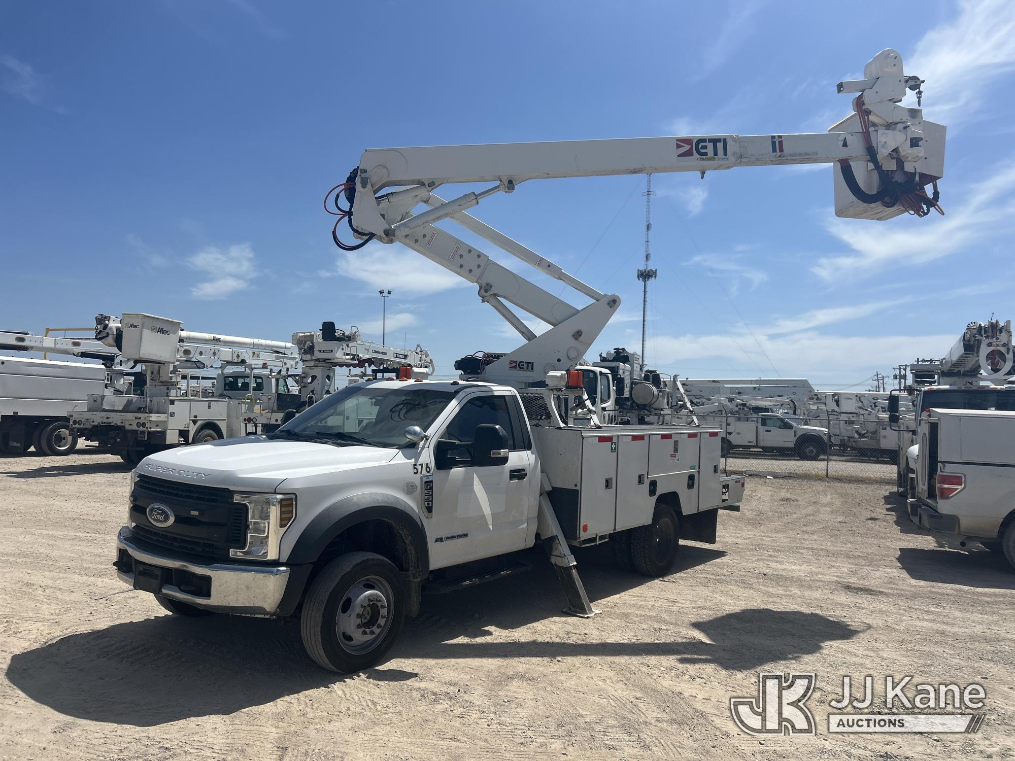 ETI ETOMH40-IH, Articulating & Telescopic Material Handling Bucket Truck mounted behind cab on 2019 Ford F-550 Service Truck, Cooperative Owned