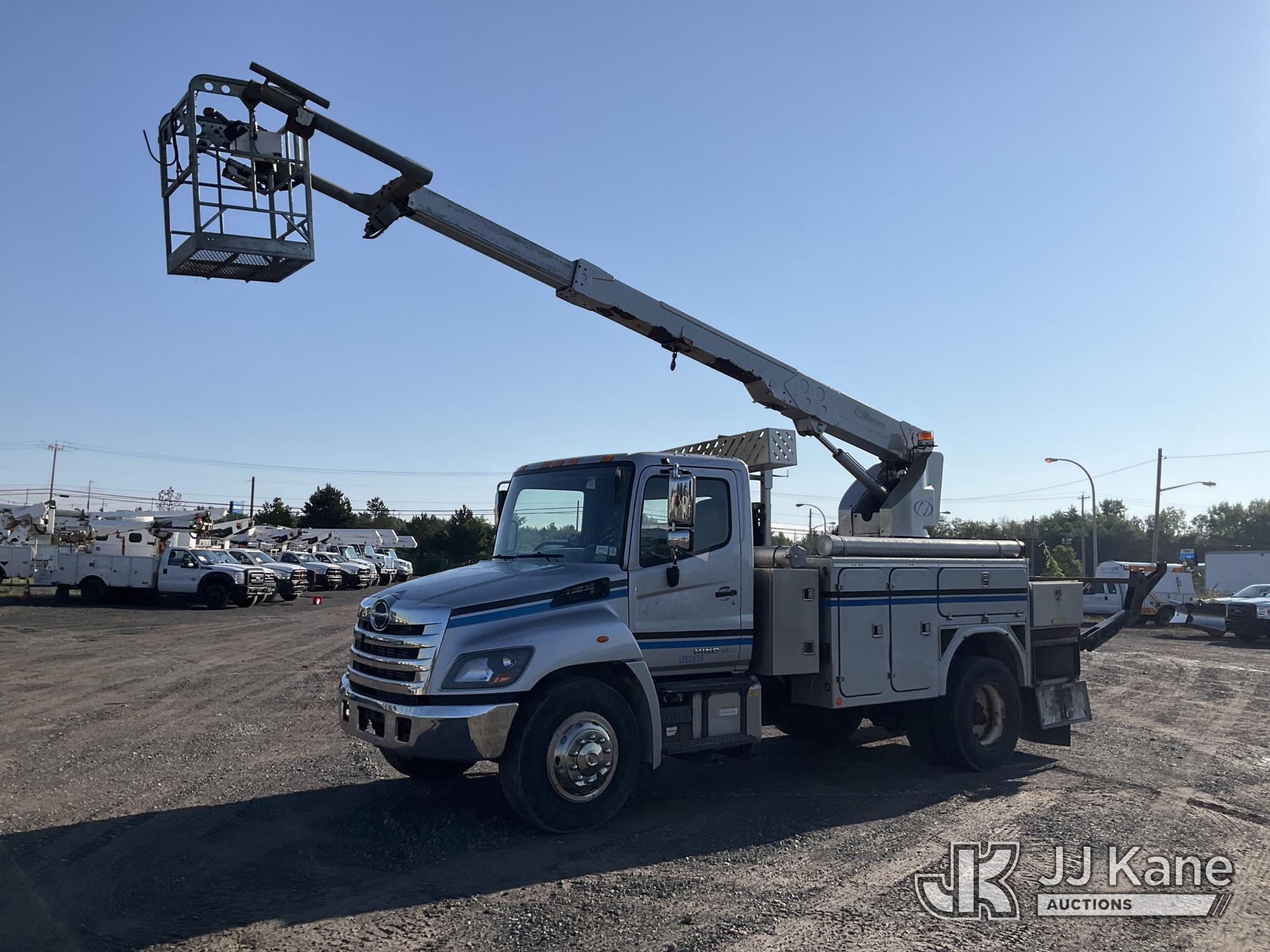 Altec A40P, Telescopic Non-Insulated Cable Placing Bucket Truck rear mounted on 2015 Hino Conventional Cab Utility Truck