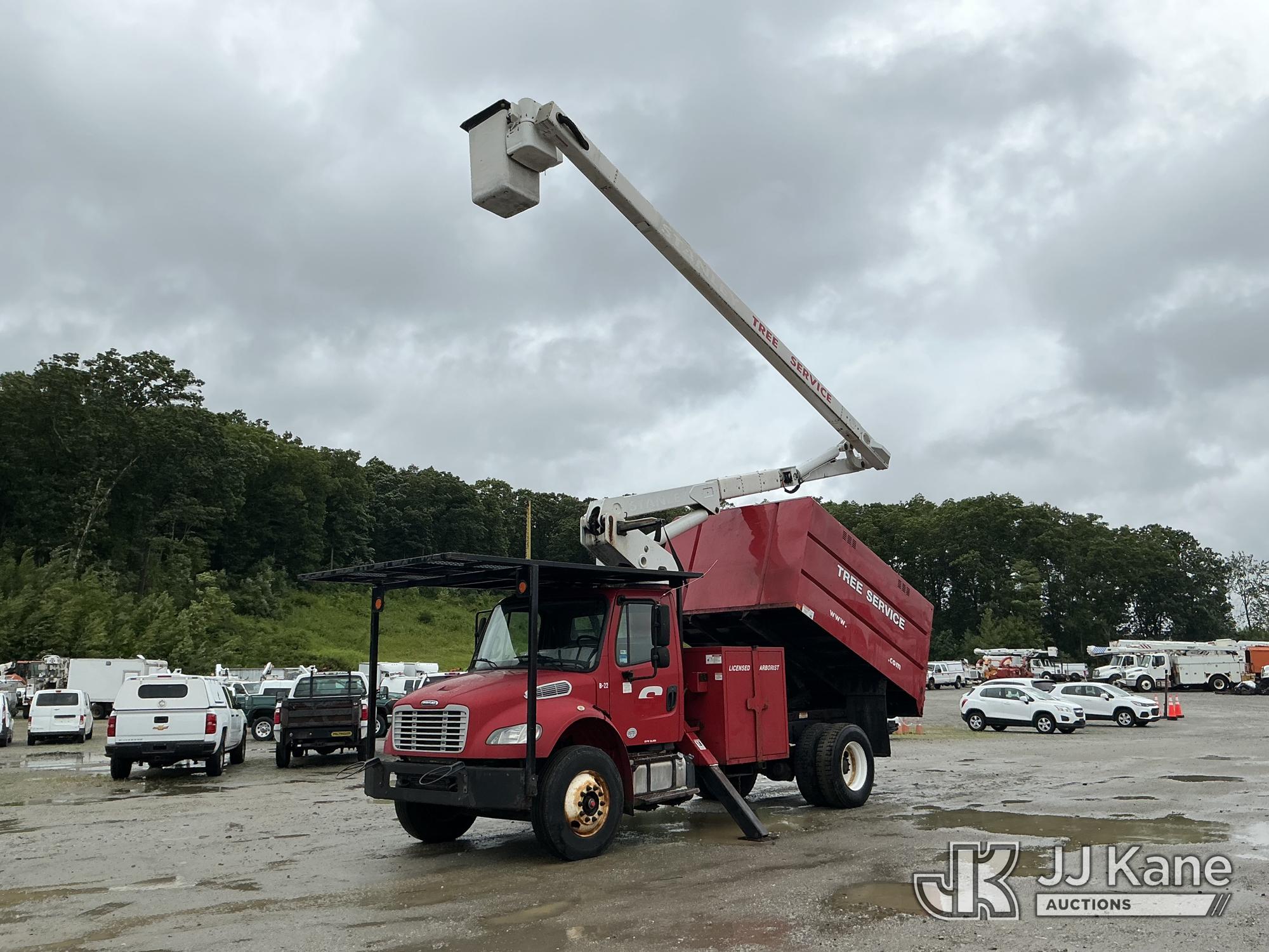 Terex XT PRO 56, Over-Center Bucket Truck mounted behind cab on 2016 Freightliner M2 106 Chipper Dump Truck