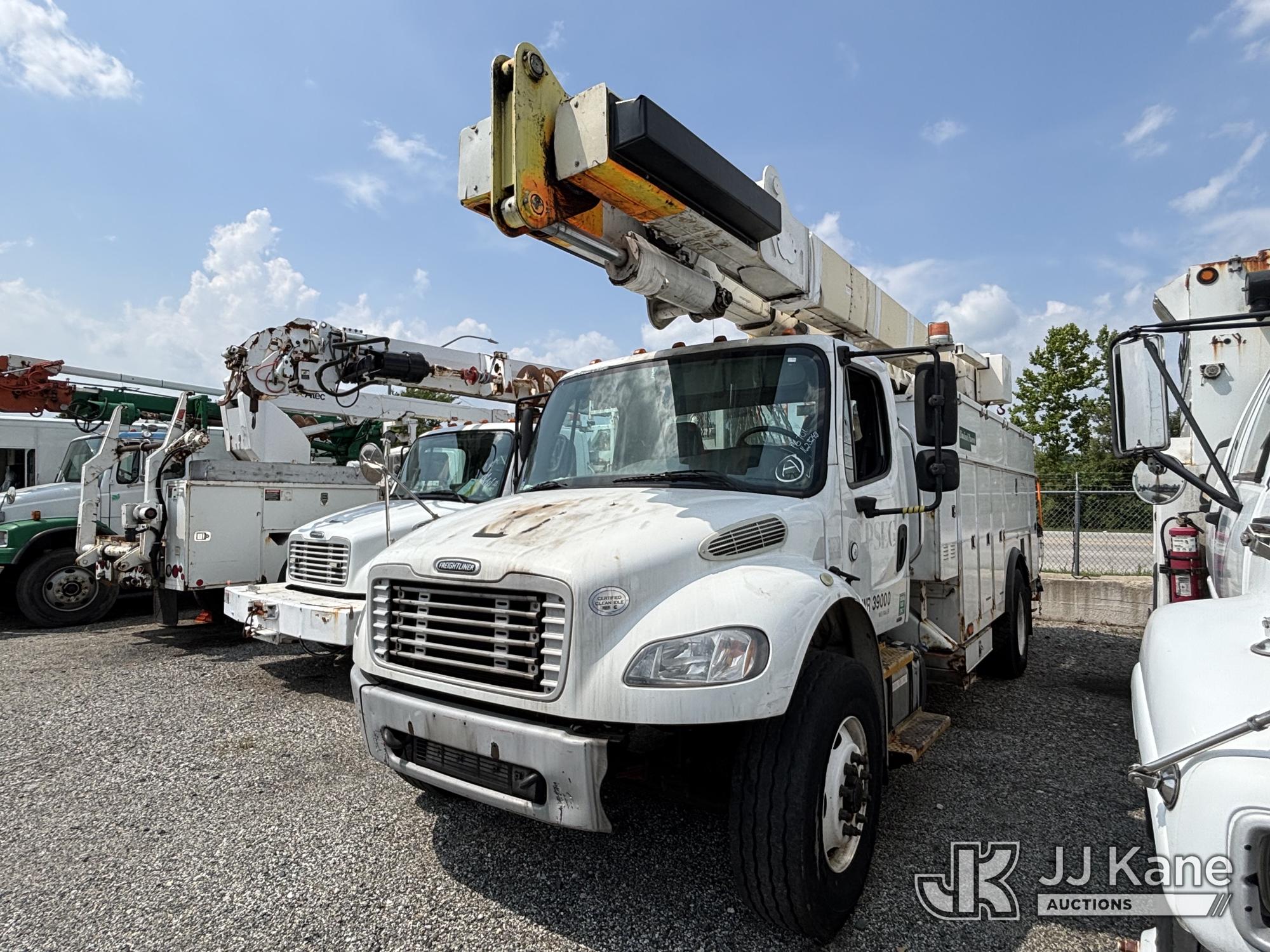 Terex/HiRanger SC50M, Over-Center Material Handling Bucket Truck center mounted on 2013 Freightliner M2 Medium Duty Utility Truck