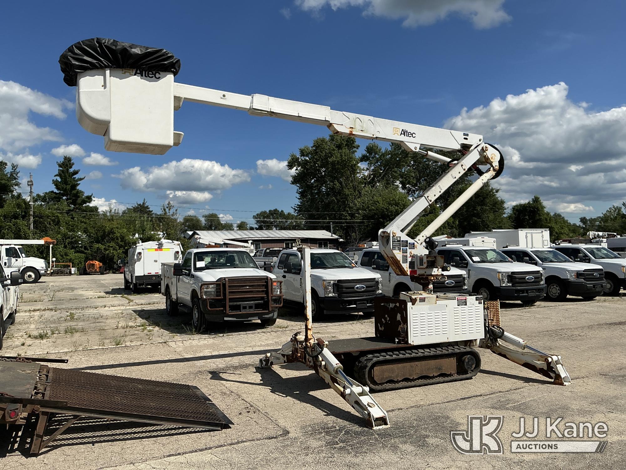 Altec AT37GW, Articulating & Telescopic Bucket mounted on 2012 Altec Tracked Back Yard Carrier, Selling With Trailer, Item # 1632532 (Equipment and trailer price will be split out on invoice to reflect 80/20, equipment to trailer price ratio for tax purposes.)