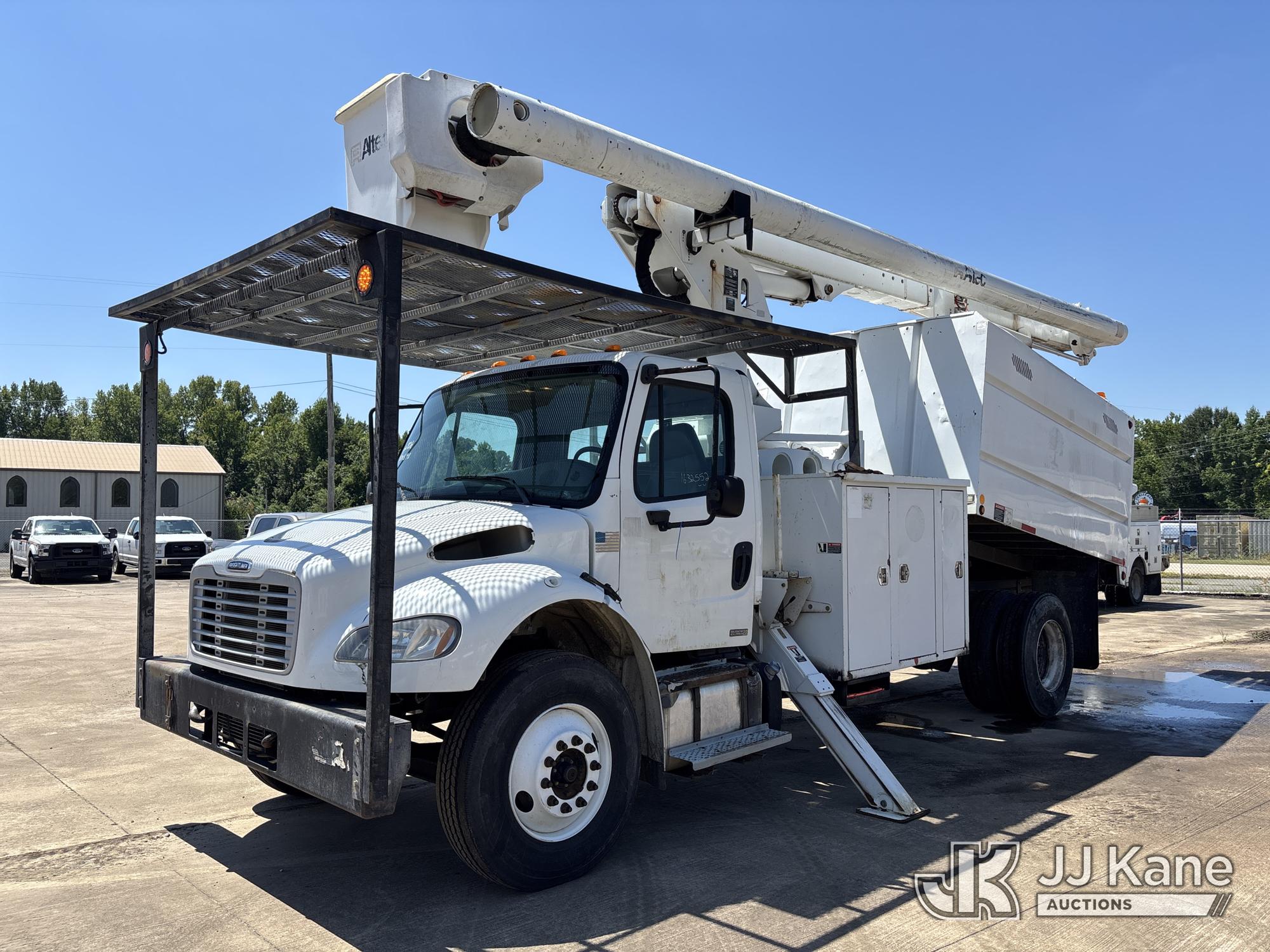 Altec LRV60-E70, Over-Center Elevator Bucket Truck mounted behind cab on 2012 Freightliner M2 106 Chipper Dump Truck
